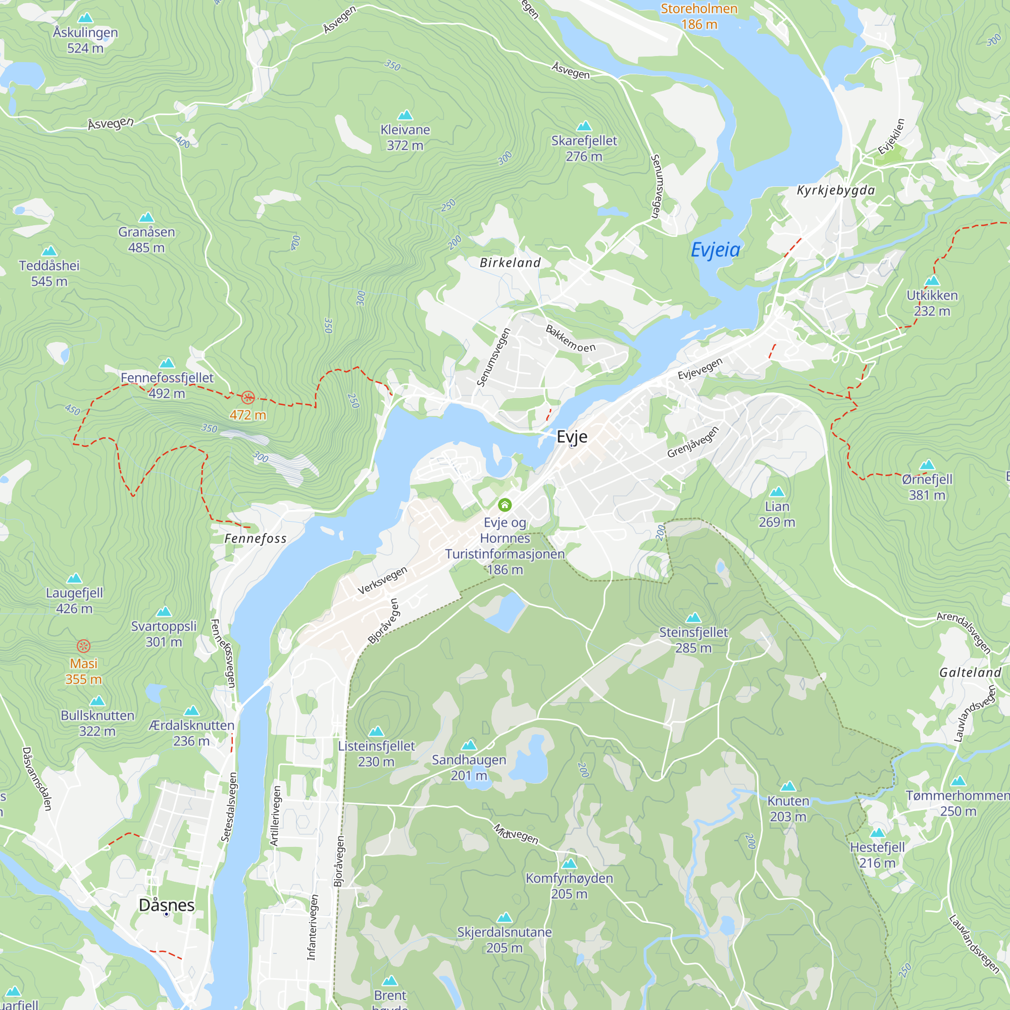 Evje og Hornnes Turistinformasjonen map