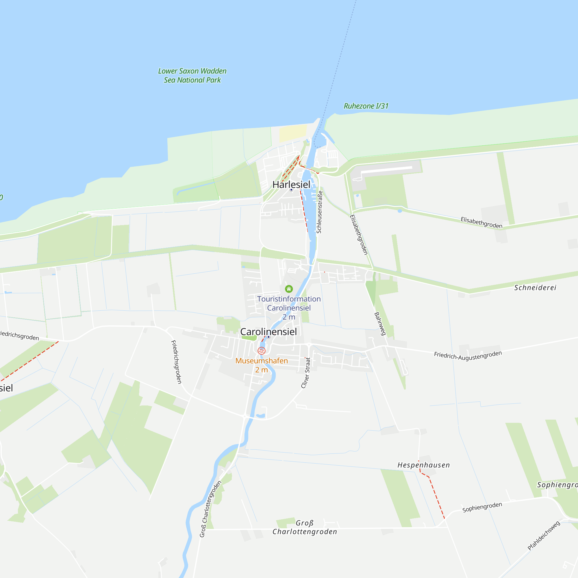 Touristinformation Carolinensiel map