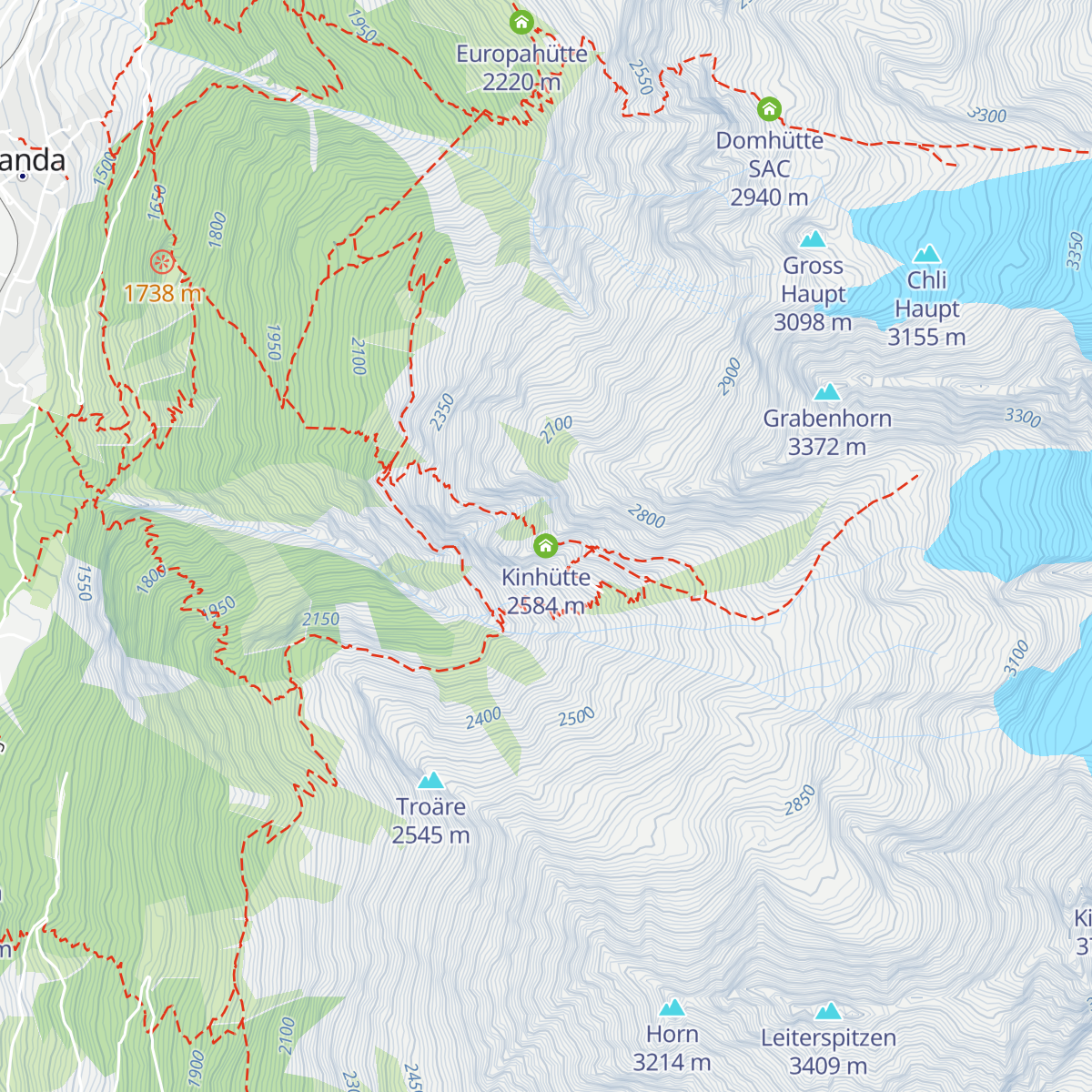 Kinhütte map