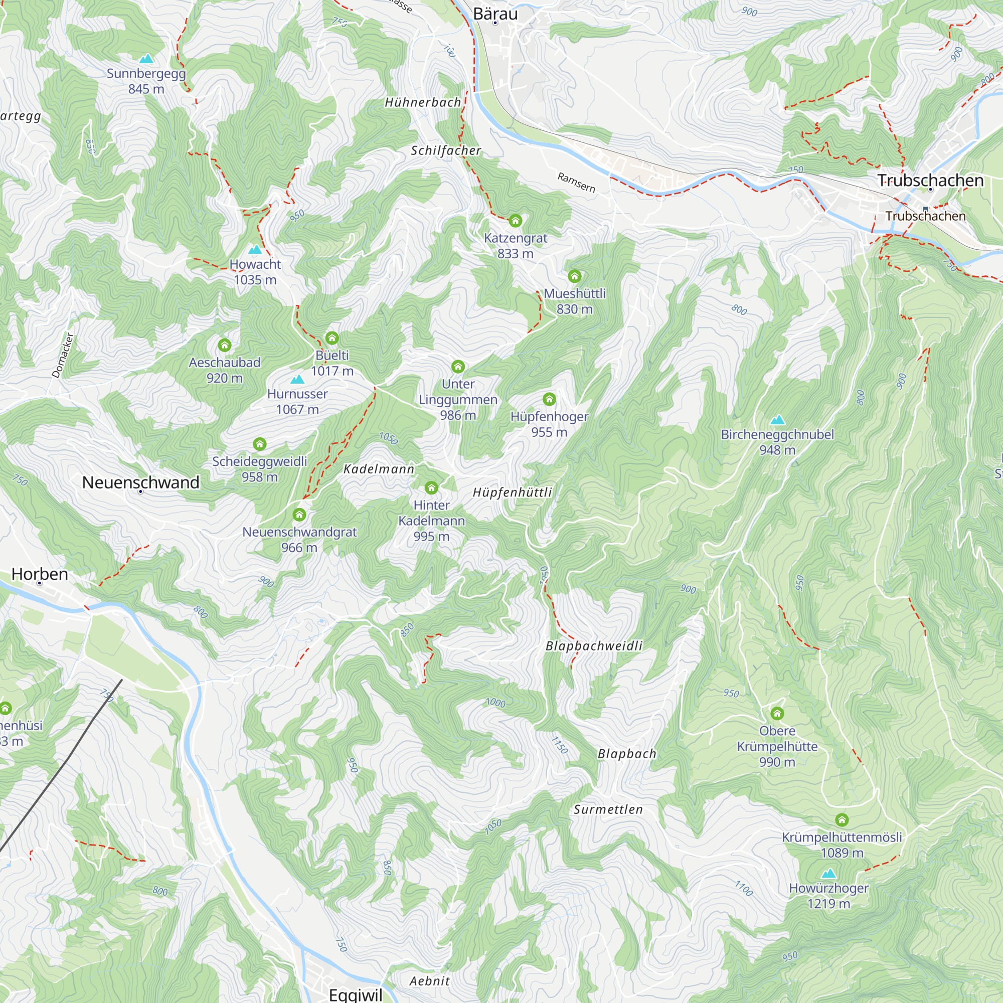 Hüpfenhüttli map