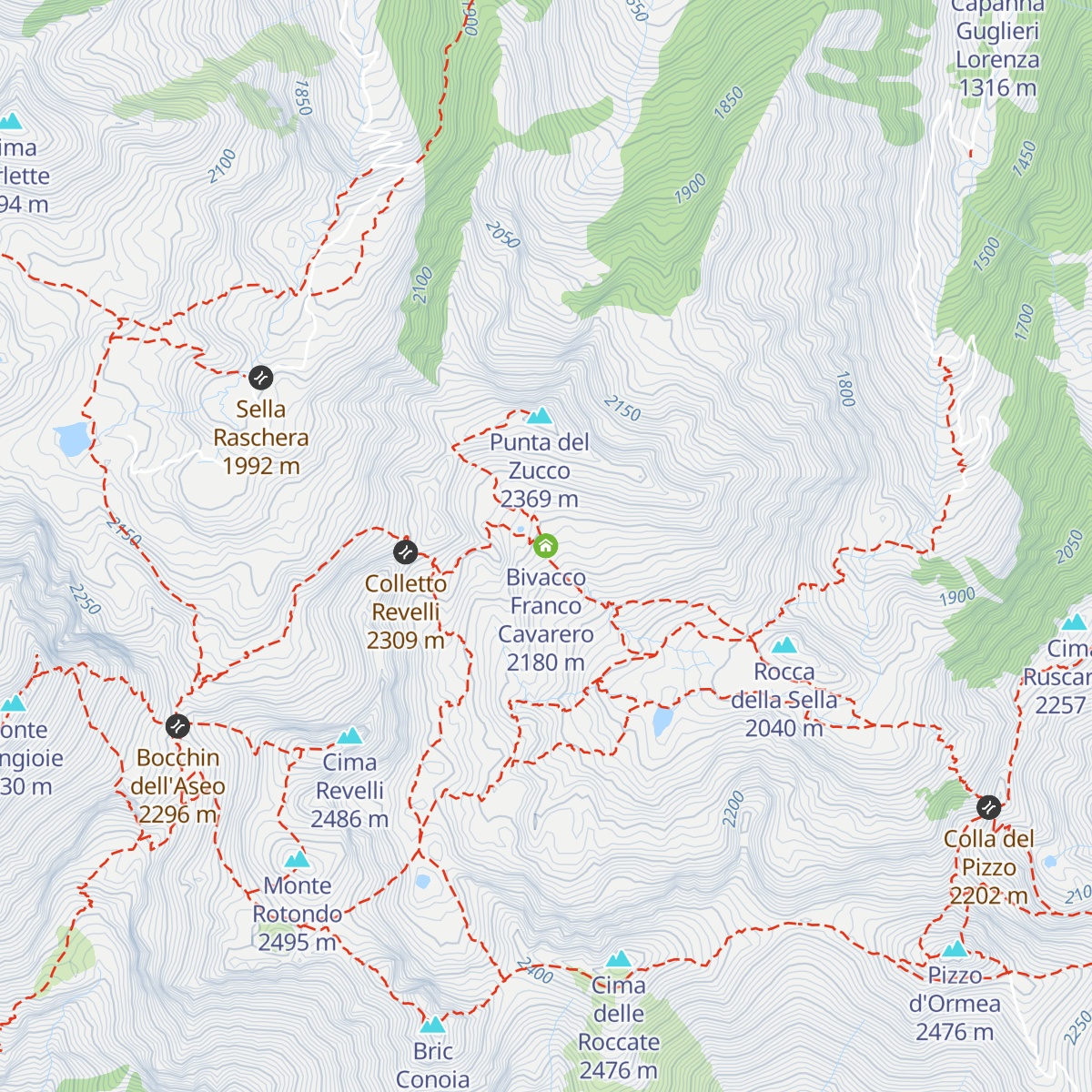 Bivacco Franco Cavarero map