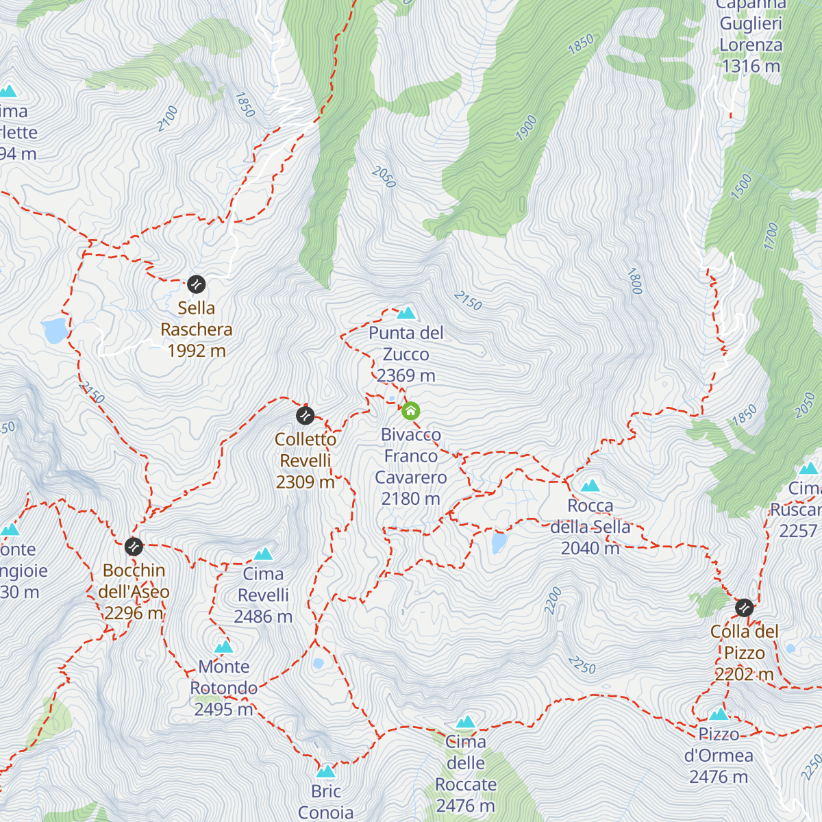 Bivacco Franco Cavarero map