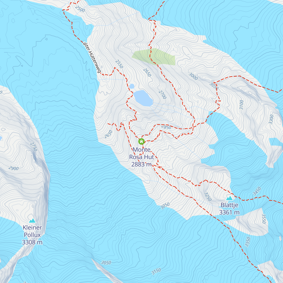 Monte Rosa Hut map