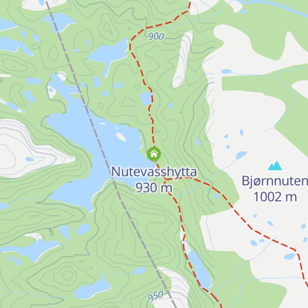 Map of Nutevasshytta
