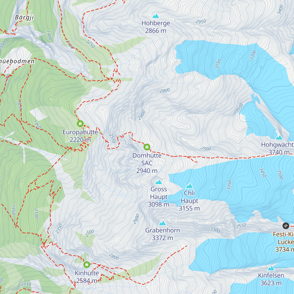 Domhütte SAC map