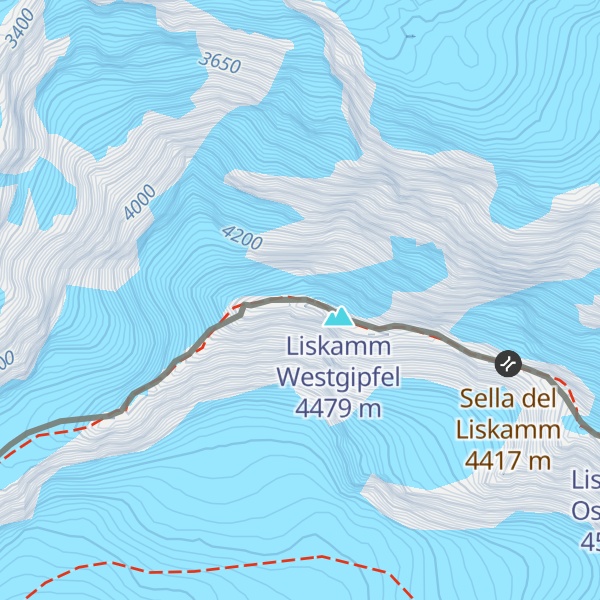 Map of Liskamm westlicher Vorgipfel