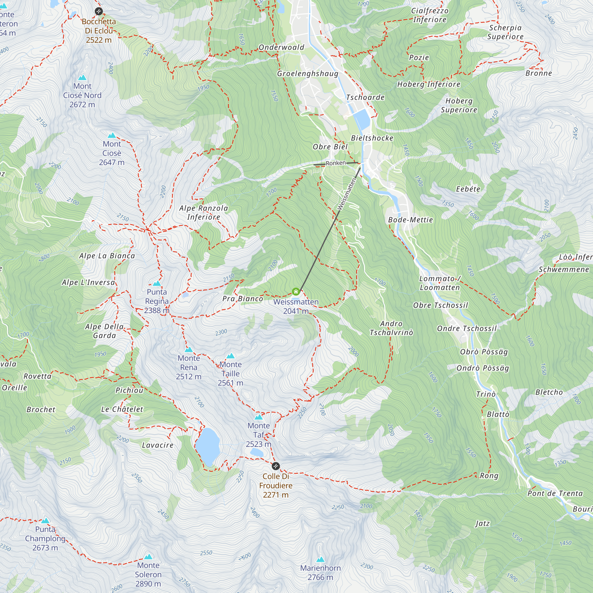 Rifugio Mollino - Casa Capriata map