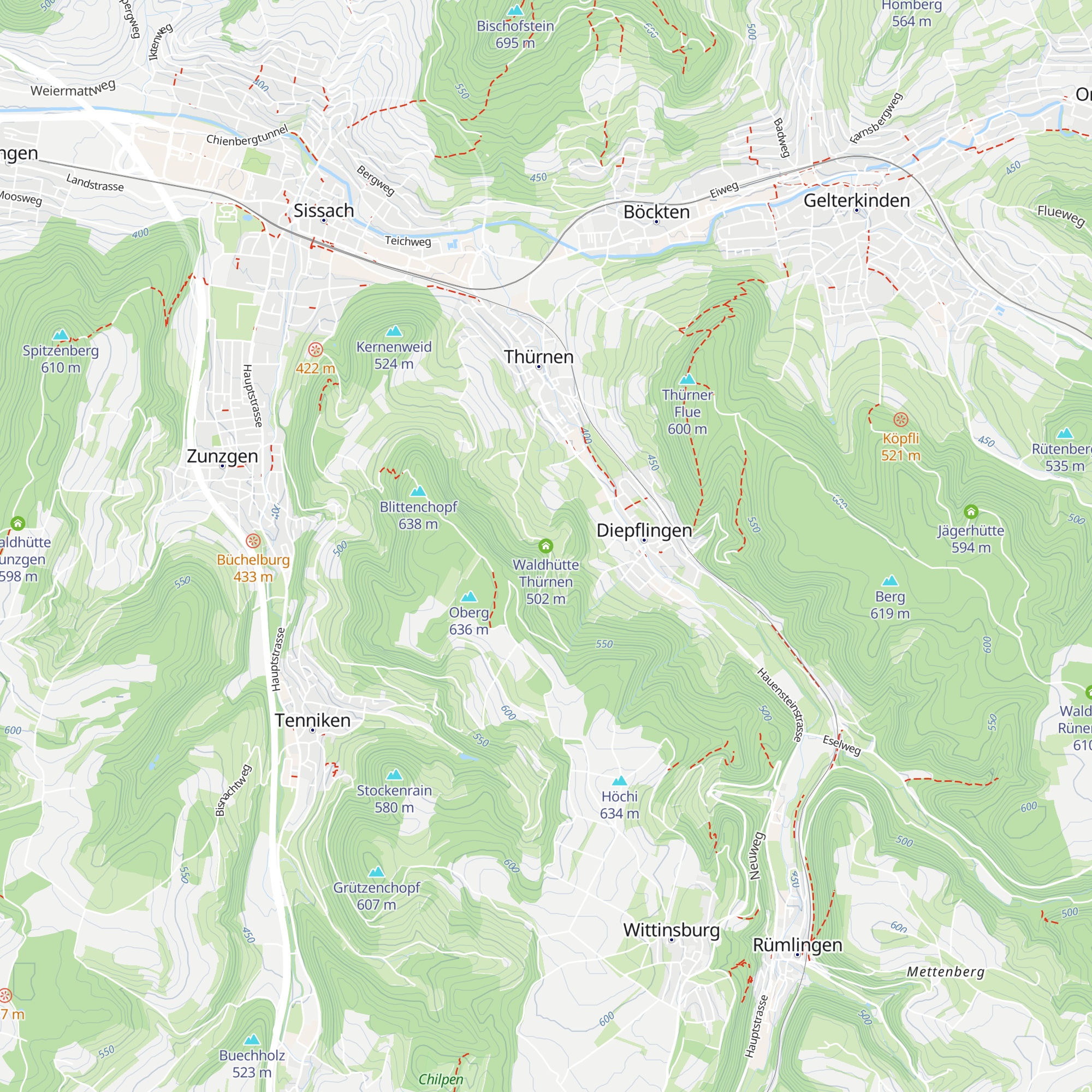 Waldhütte Thürnen map