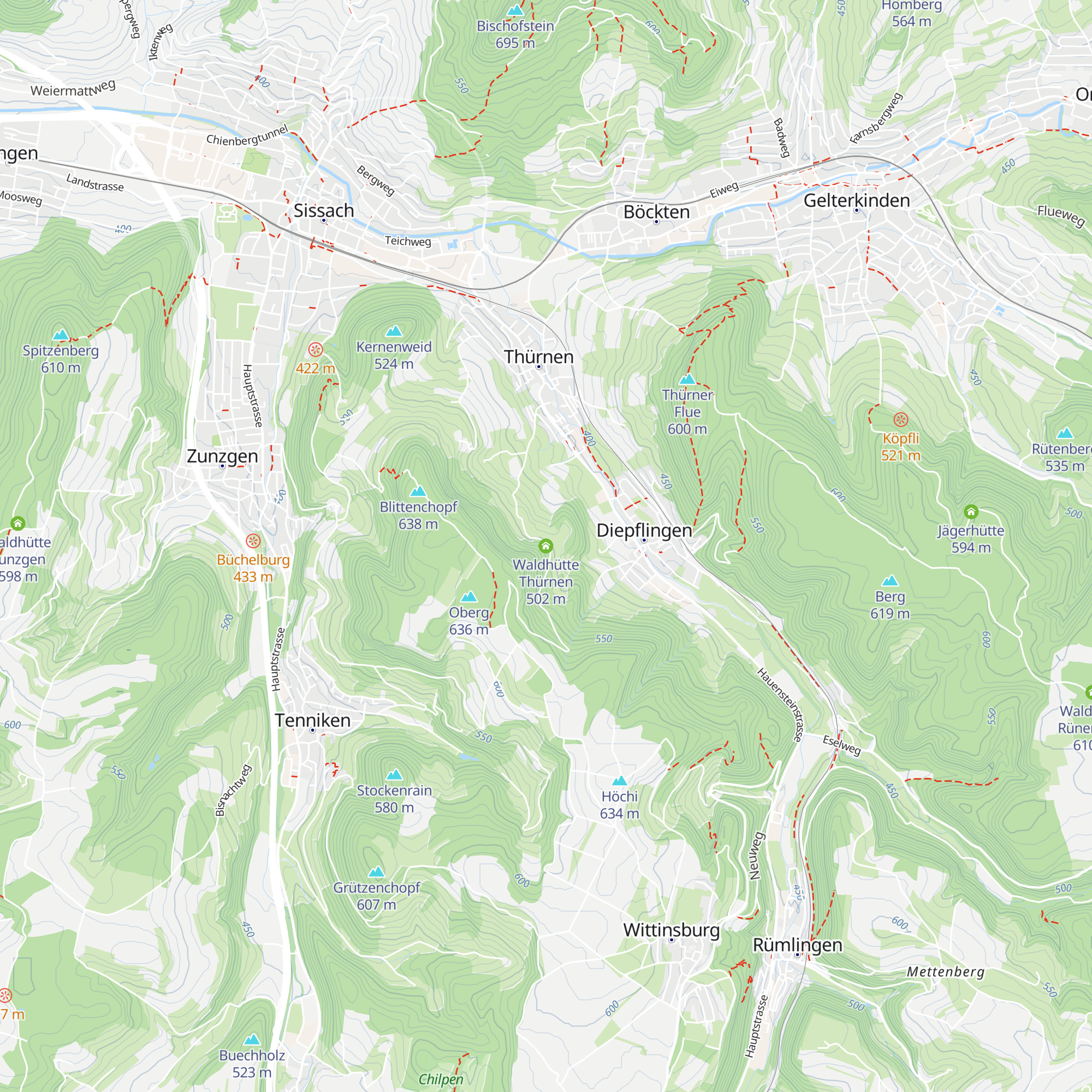 Waldhütte Thürnen map