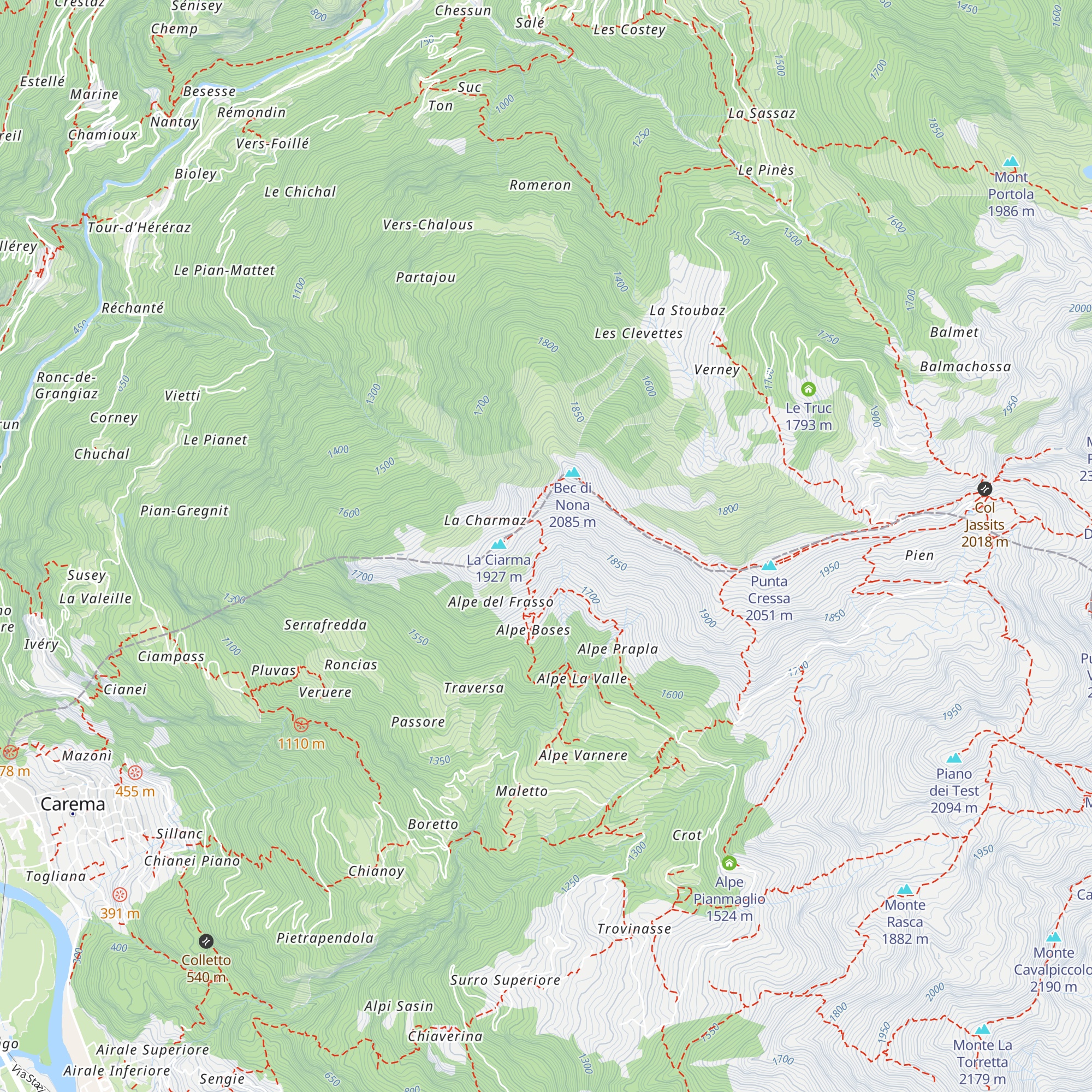 Alpe Momigliano superiore map
