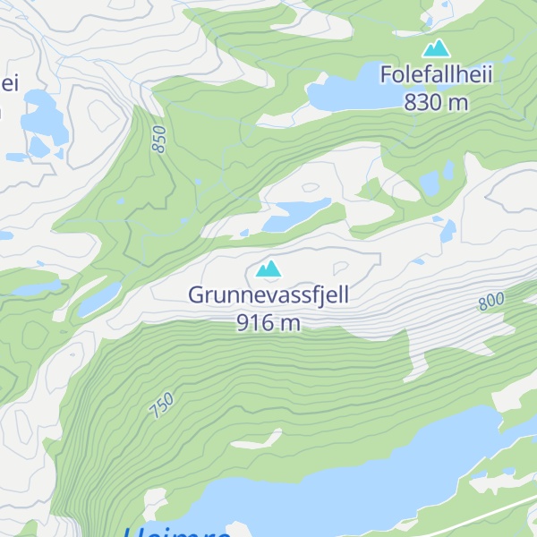 Map of Grunnevassfjell