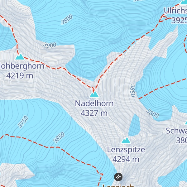 Map of Nadelhorn Vorgipfel