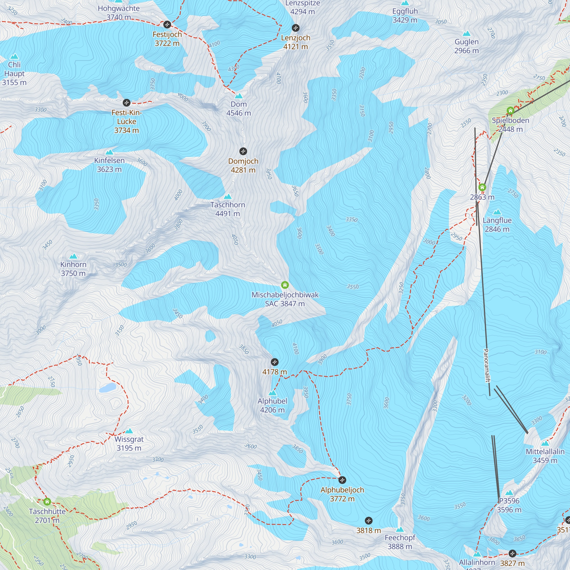 Mischabeljochbiwak SAC map