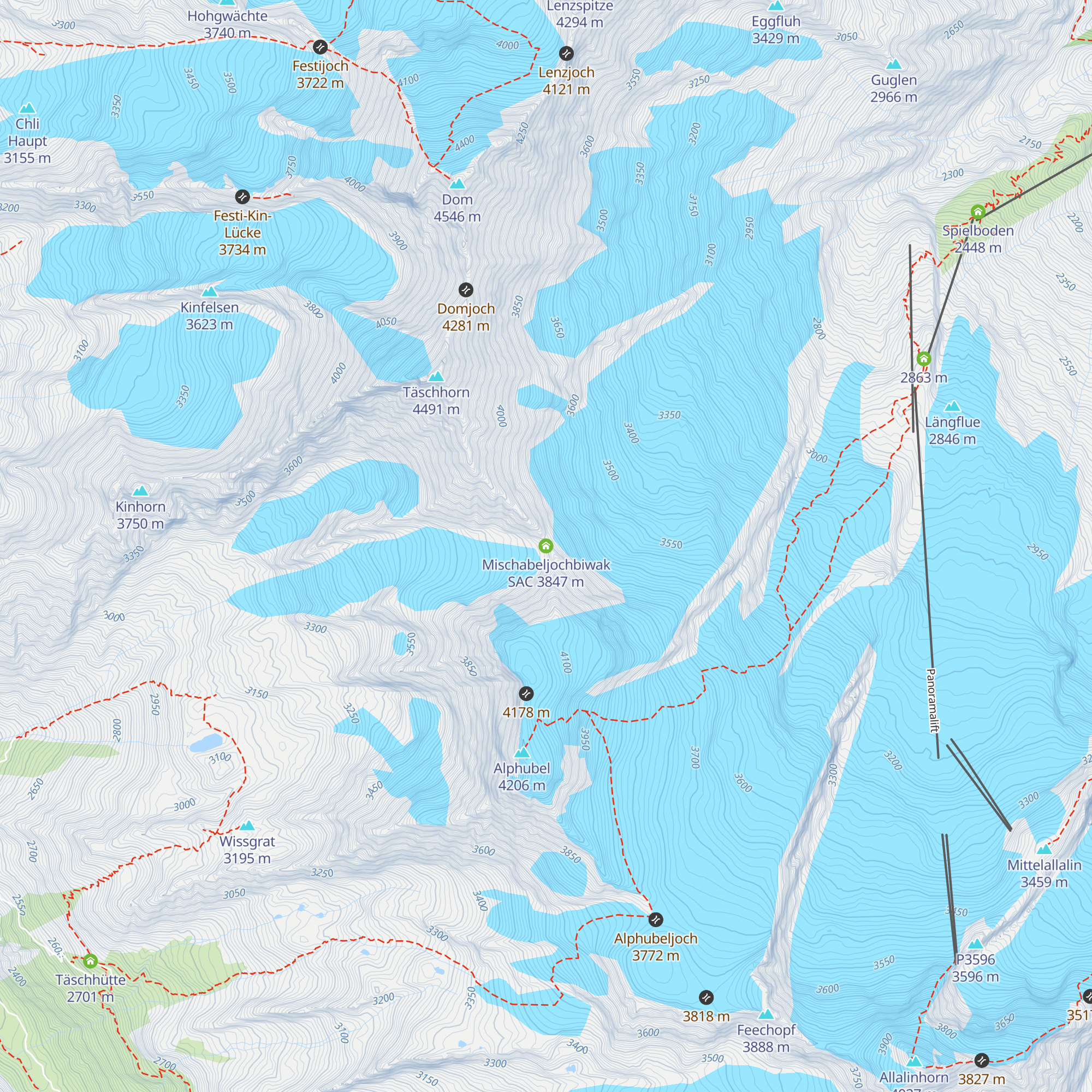 Mischabeljochbiwak SAC map