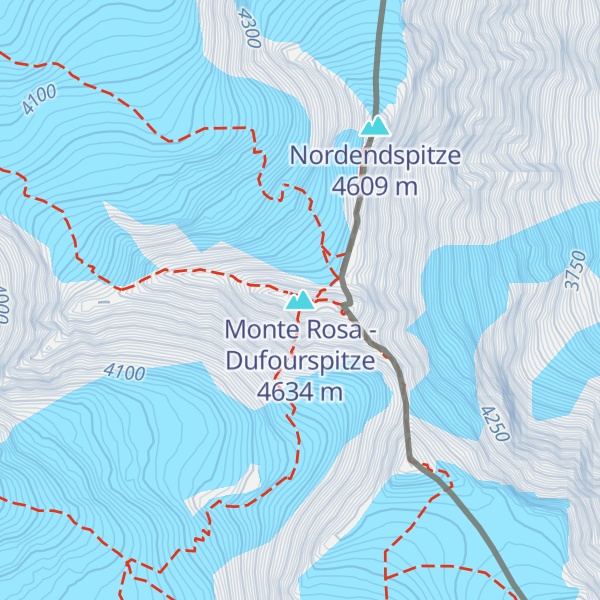 Map of Monte Rosa - Dufourspitze