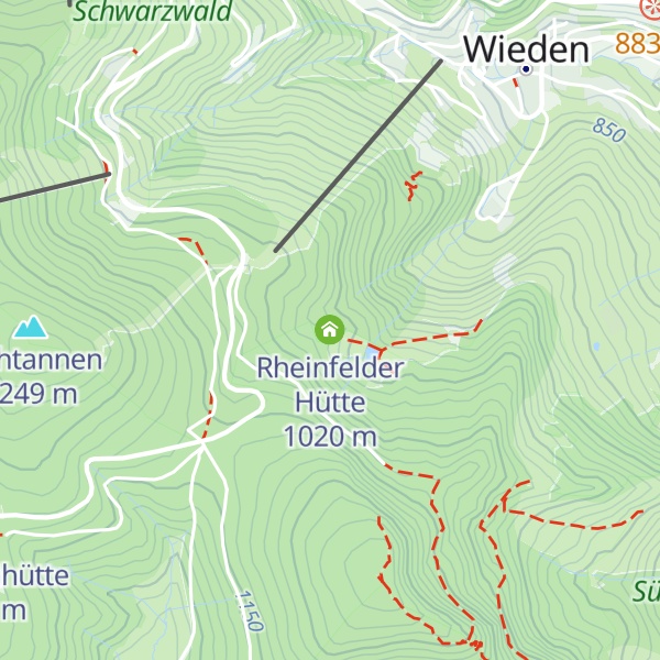 Map of Rheinfelder Hütte