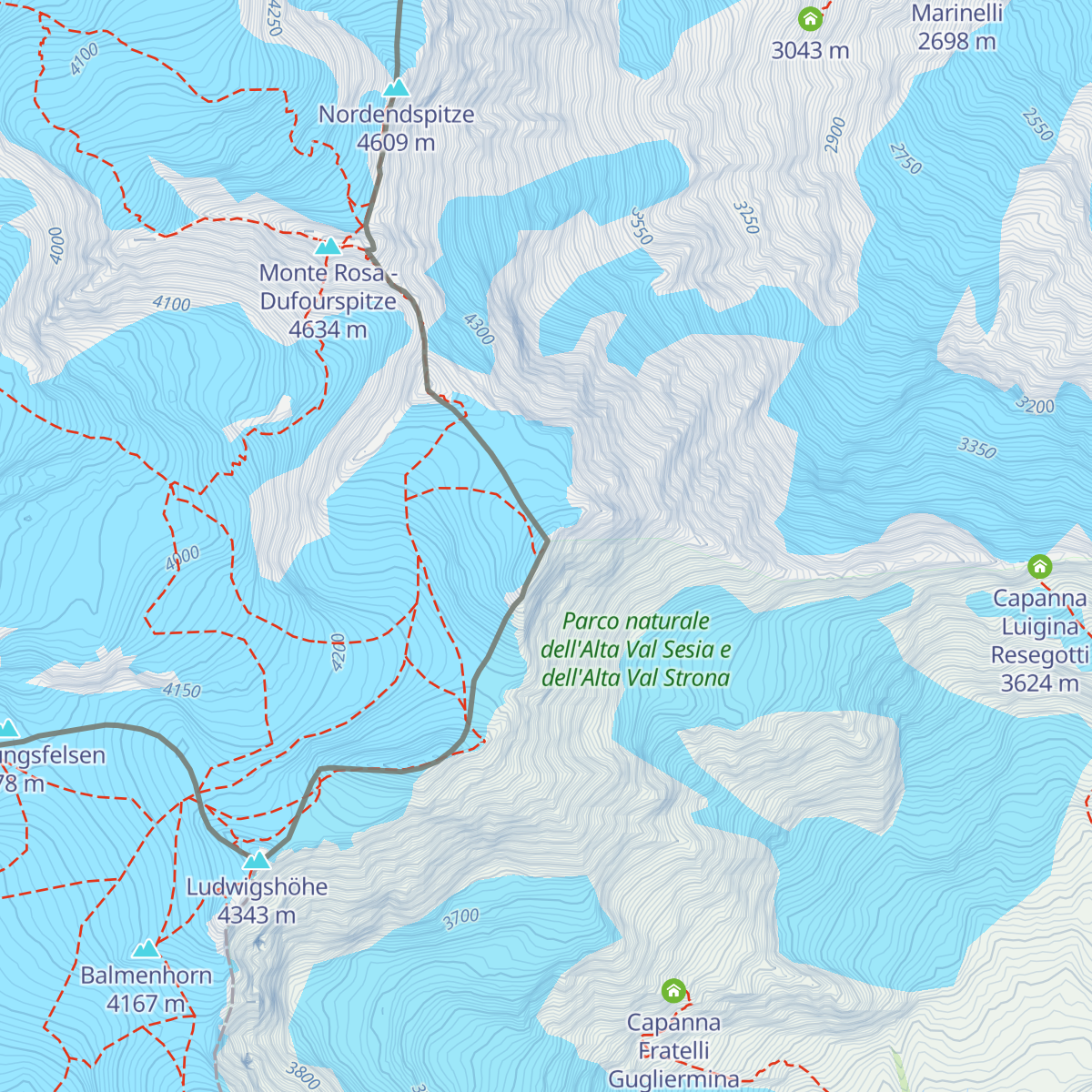 Rifugio Capanna Regina Margherita map
