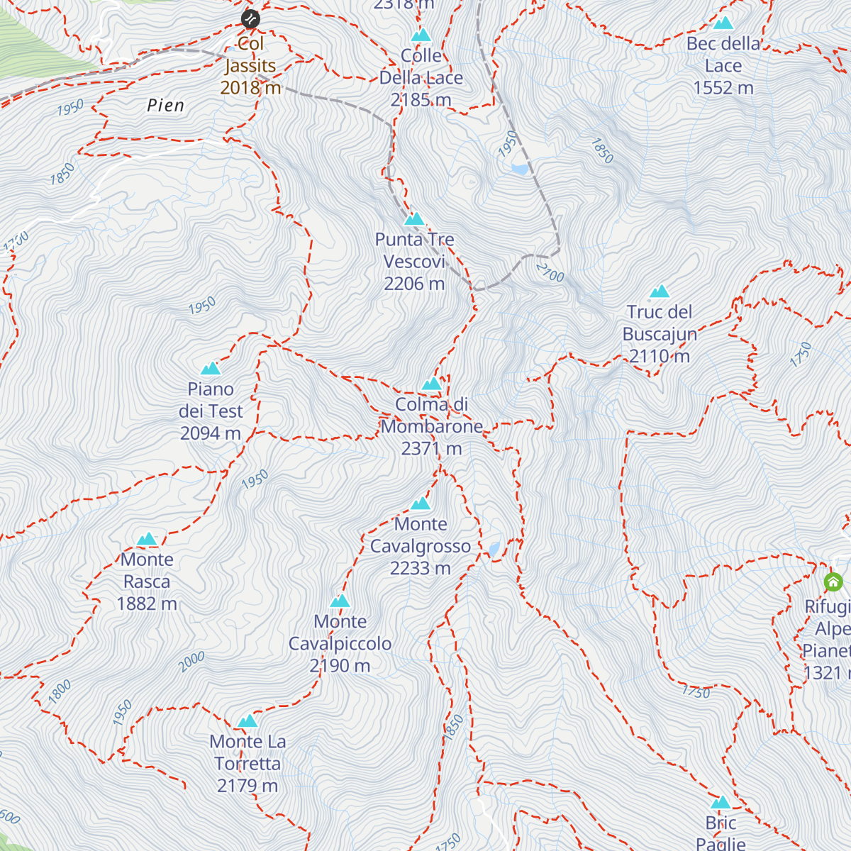 Bivacco Adriano Cosa map