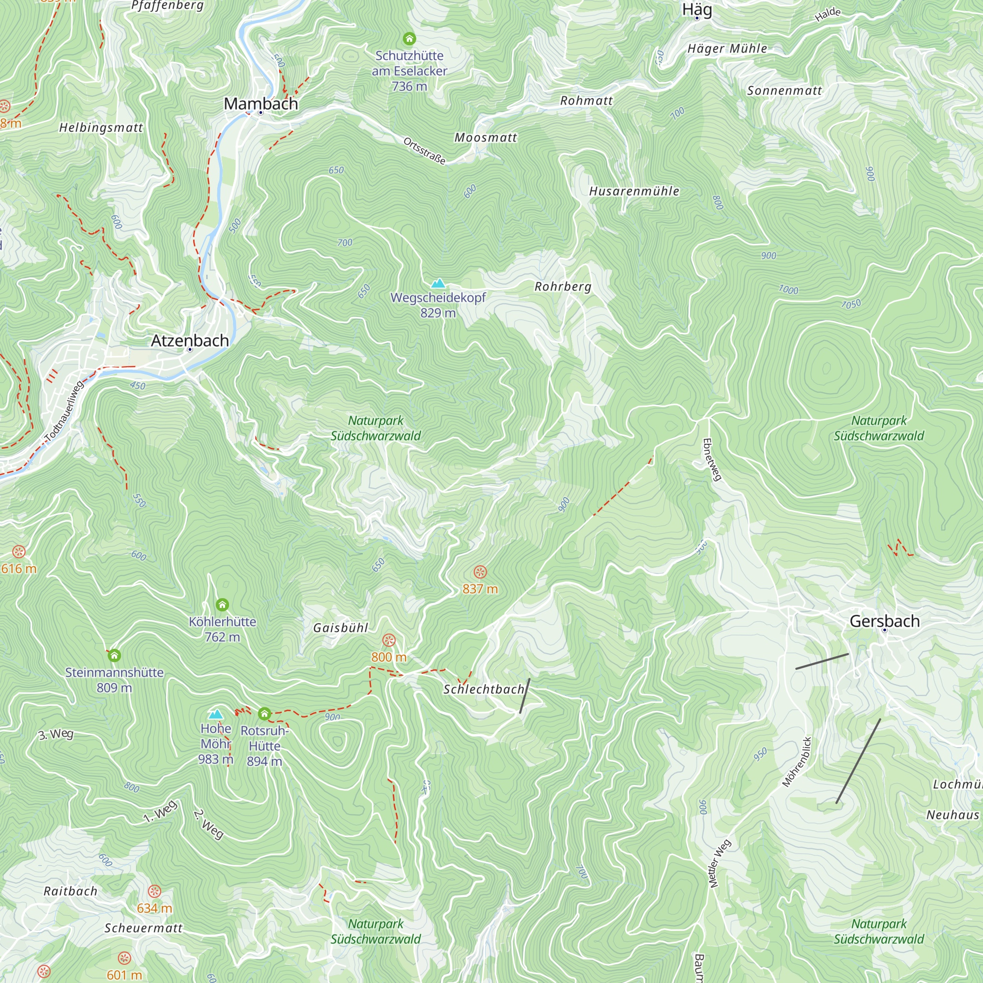 Hütten map