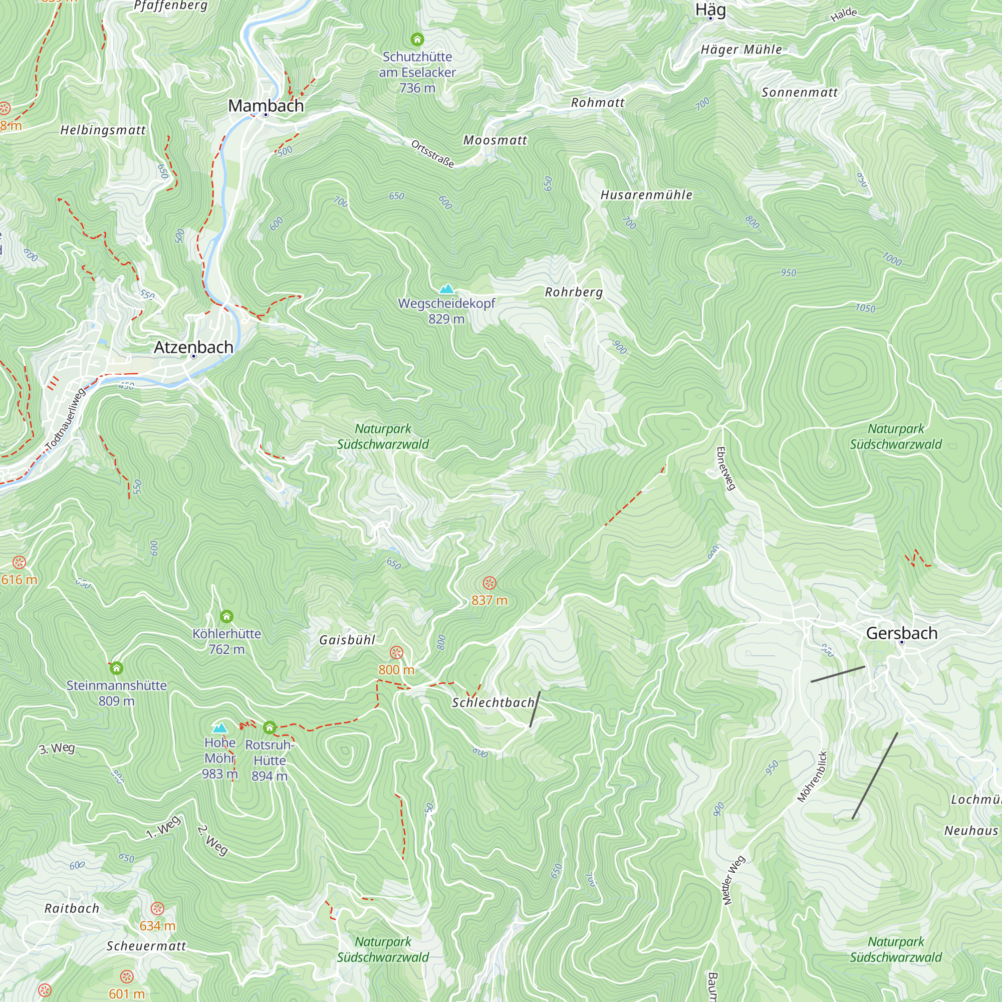 Hütten map