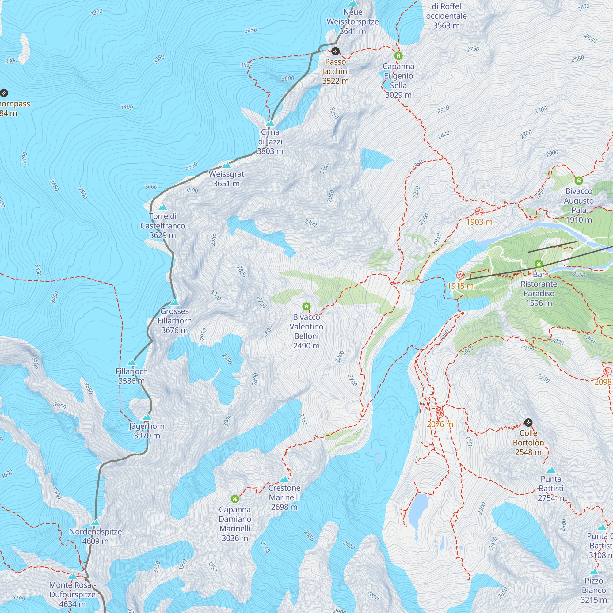 Bivacco Valentino Belloni map