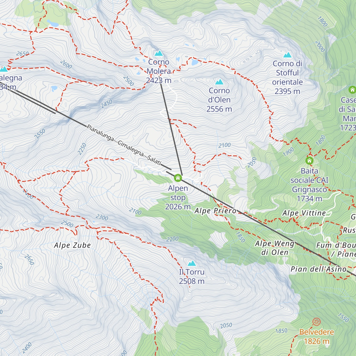 Alpen stop map