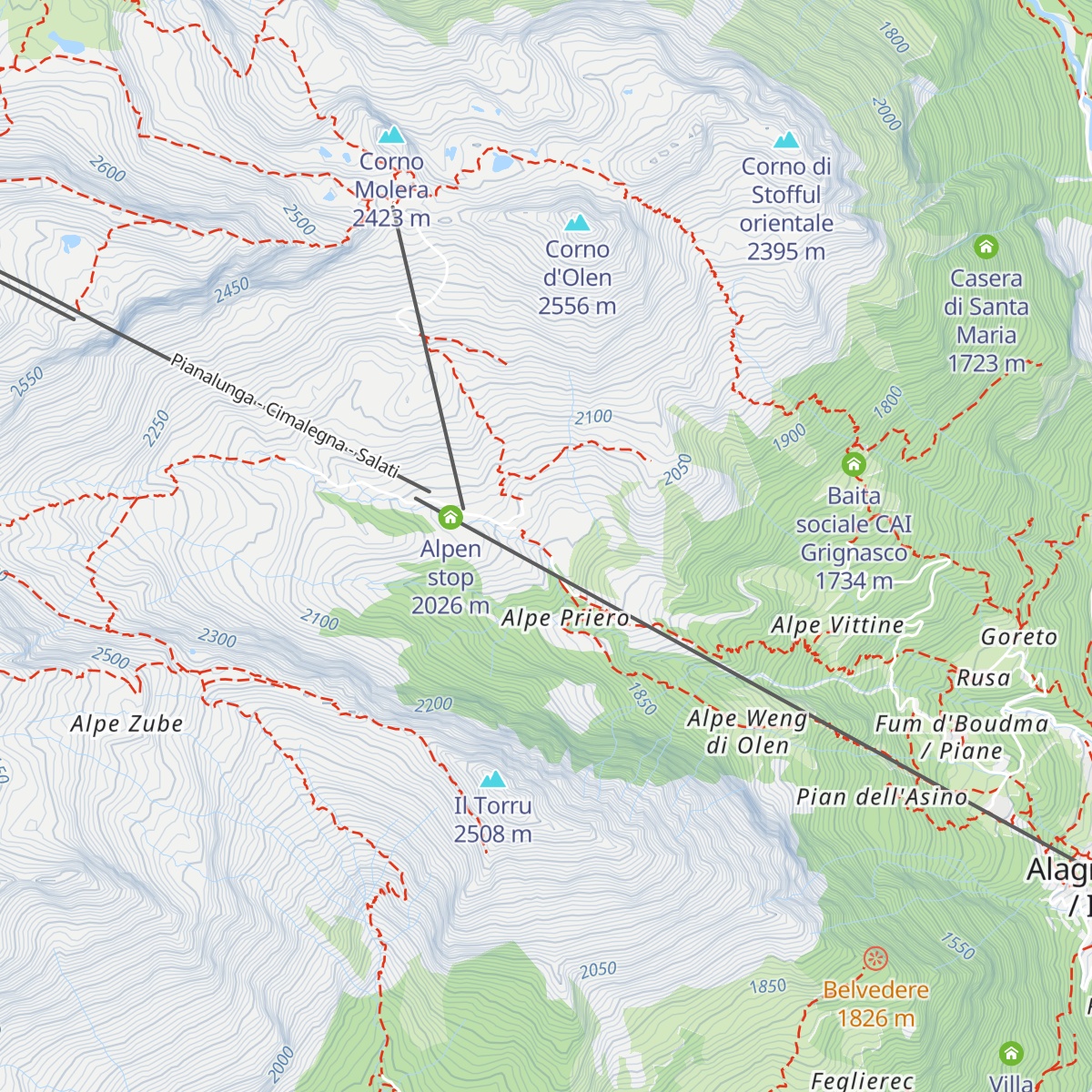 Rifugio Città di Mortara - Grande Halte map