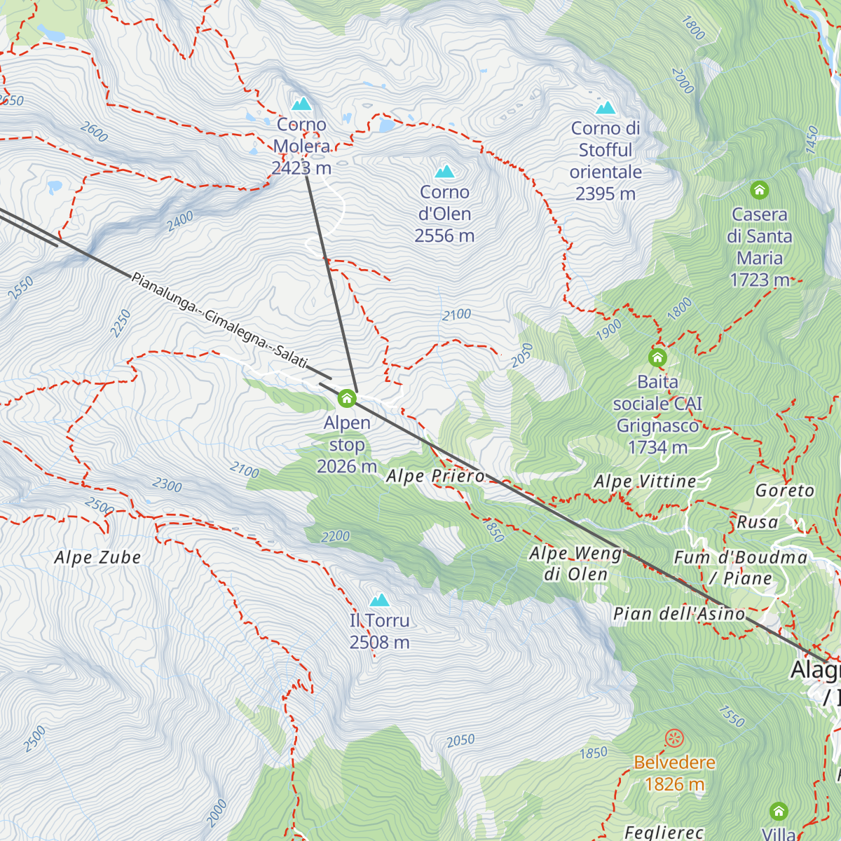 Rifugio Città di Mortara - Grande Halte map