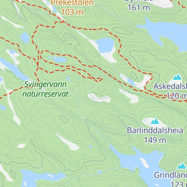 Map of Indre Barlinddalsheia