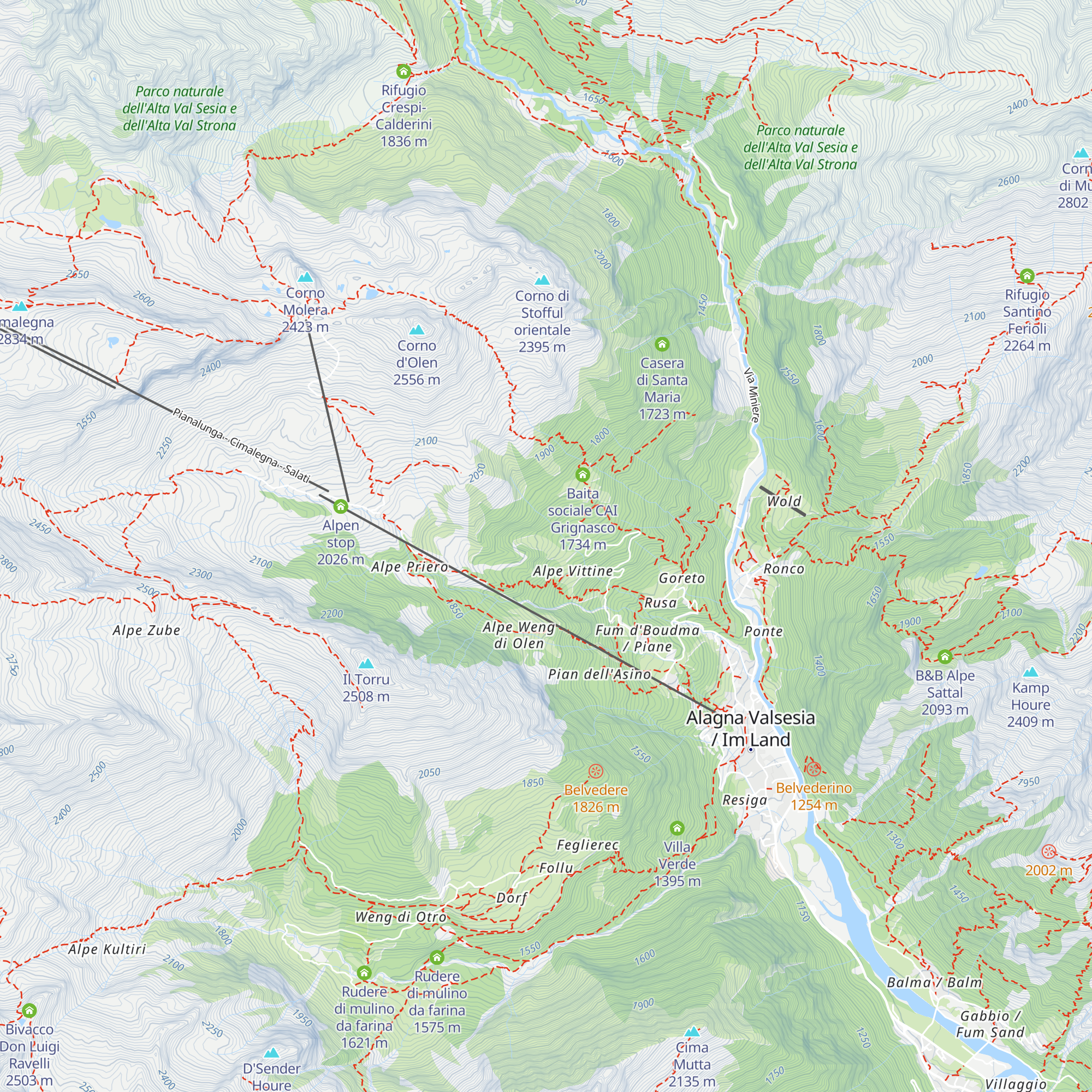 Rifugio Wittine der Shoppf map