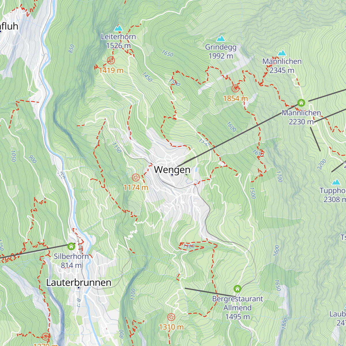 Wengen Tourismus map