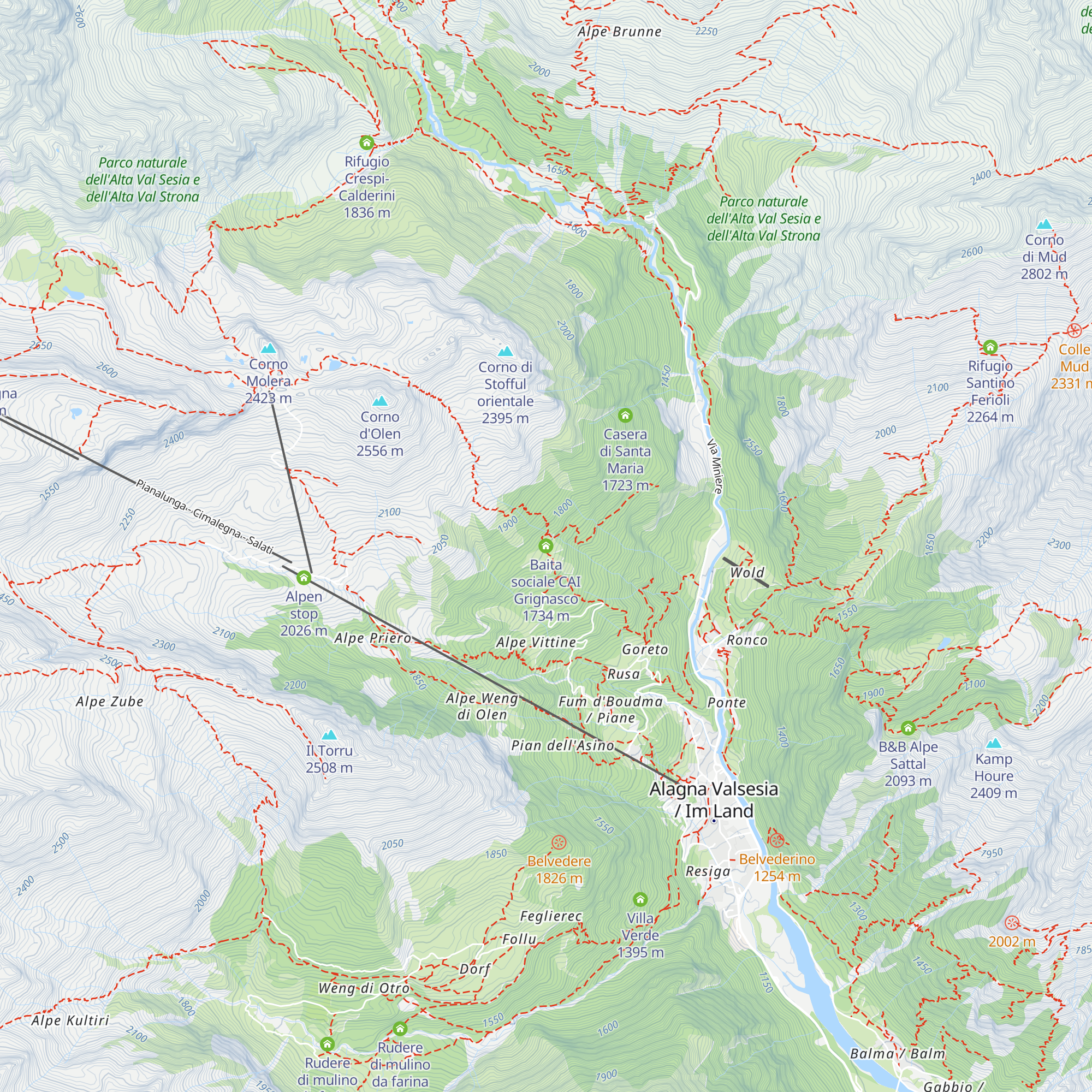 Baita sociale CAI Grignasco map