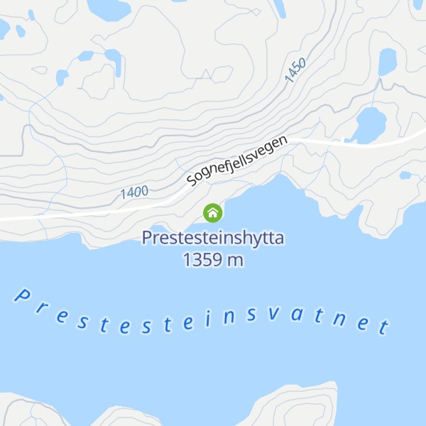 Map of Prestesteinshytta