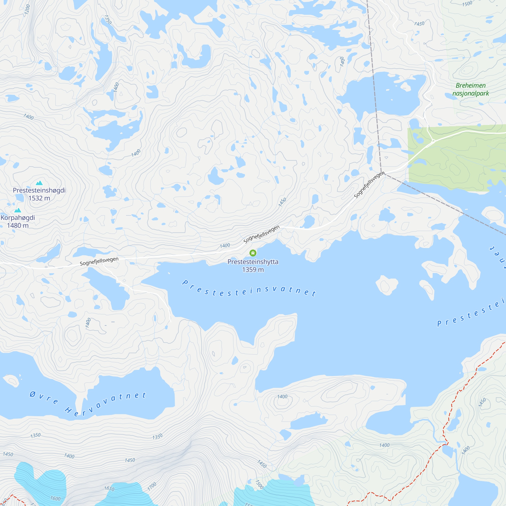 Prestesteinshytta map
