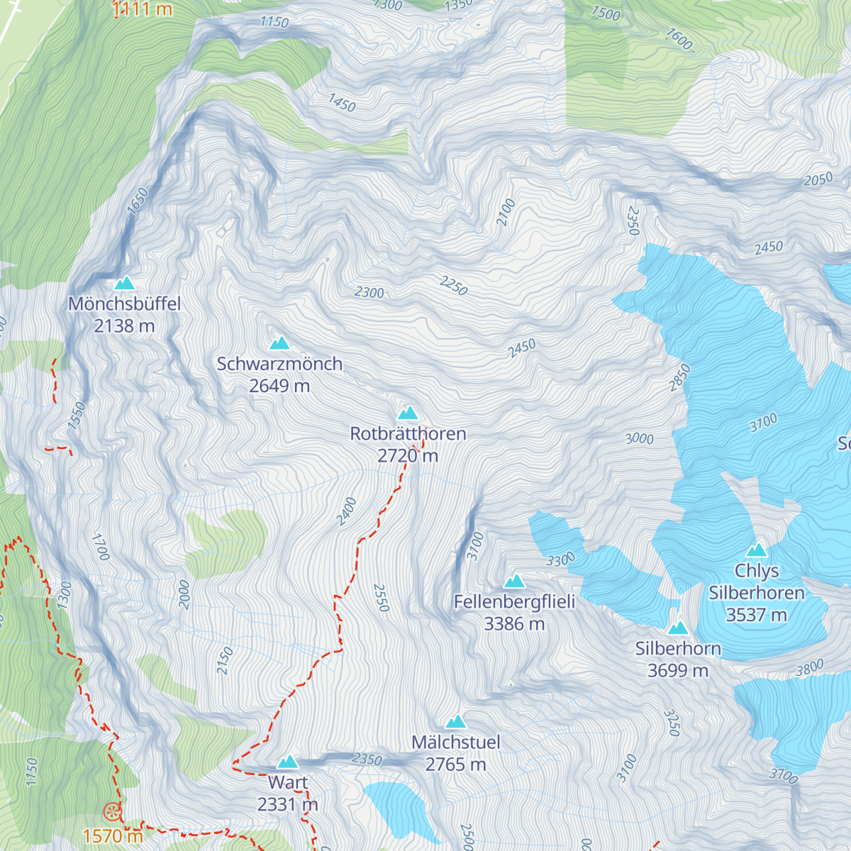 Silberhornhütte SAC map