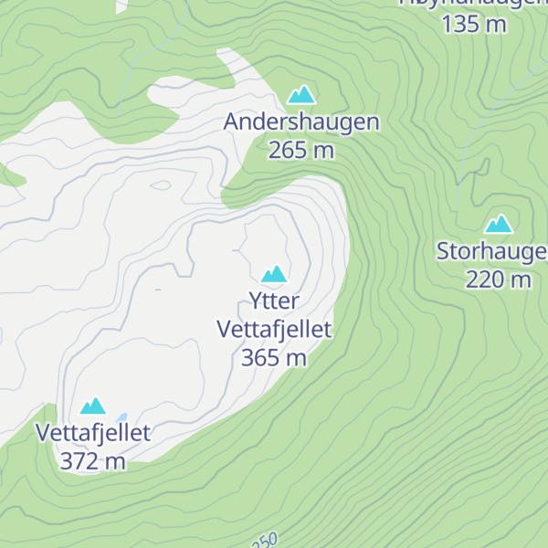 Map of Ytter Vettafjellet