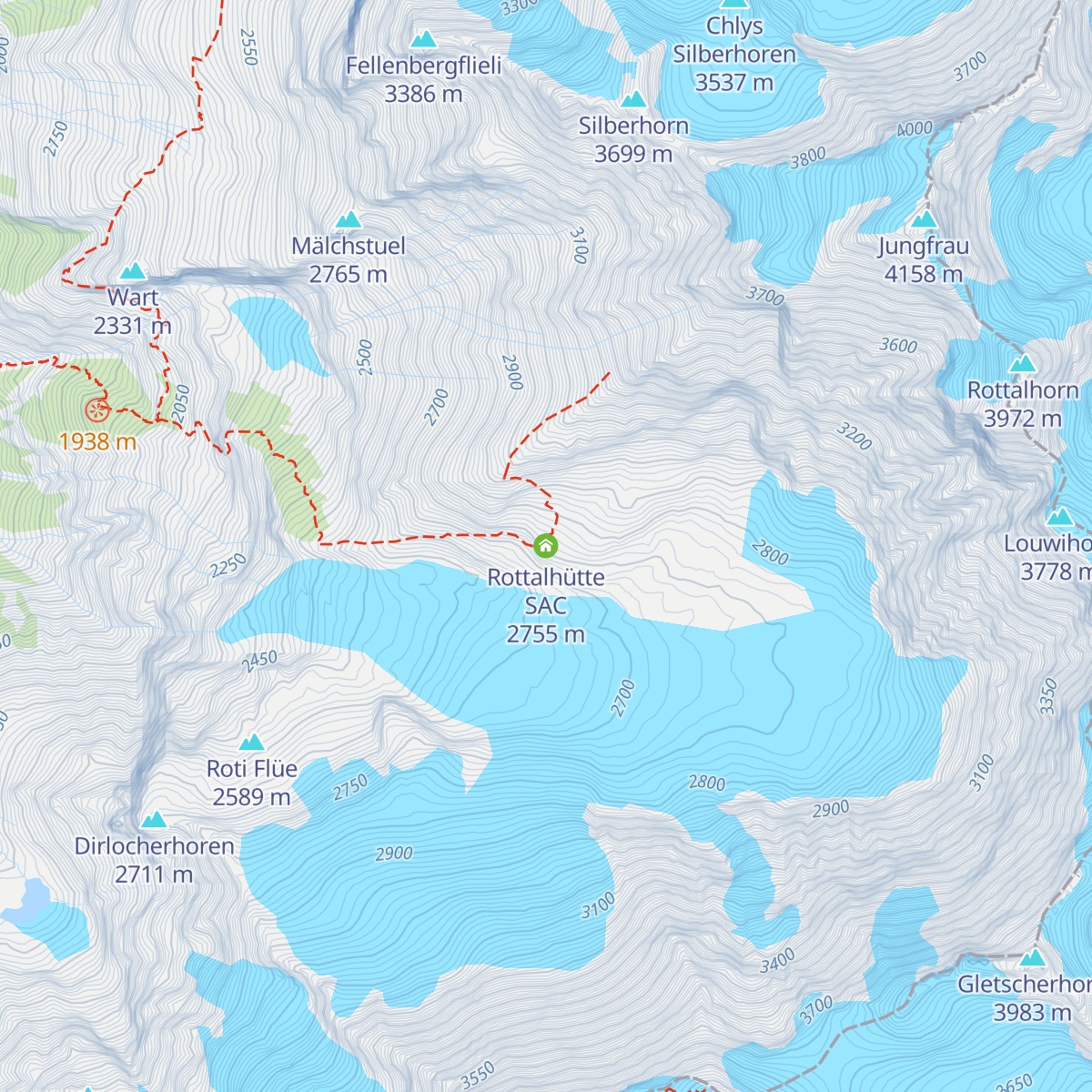 Rottalhütte SAC map