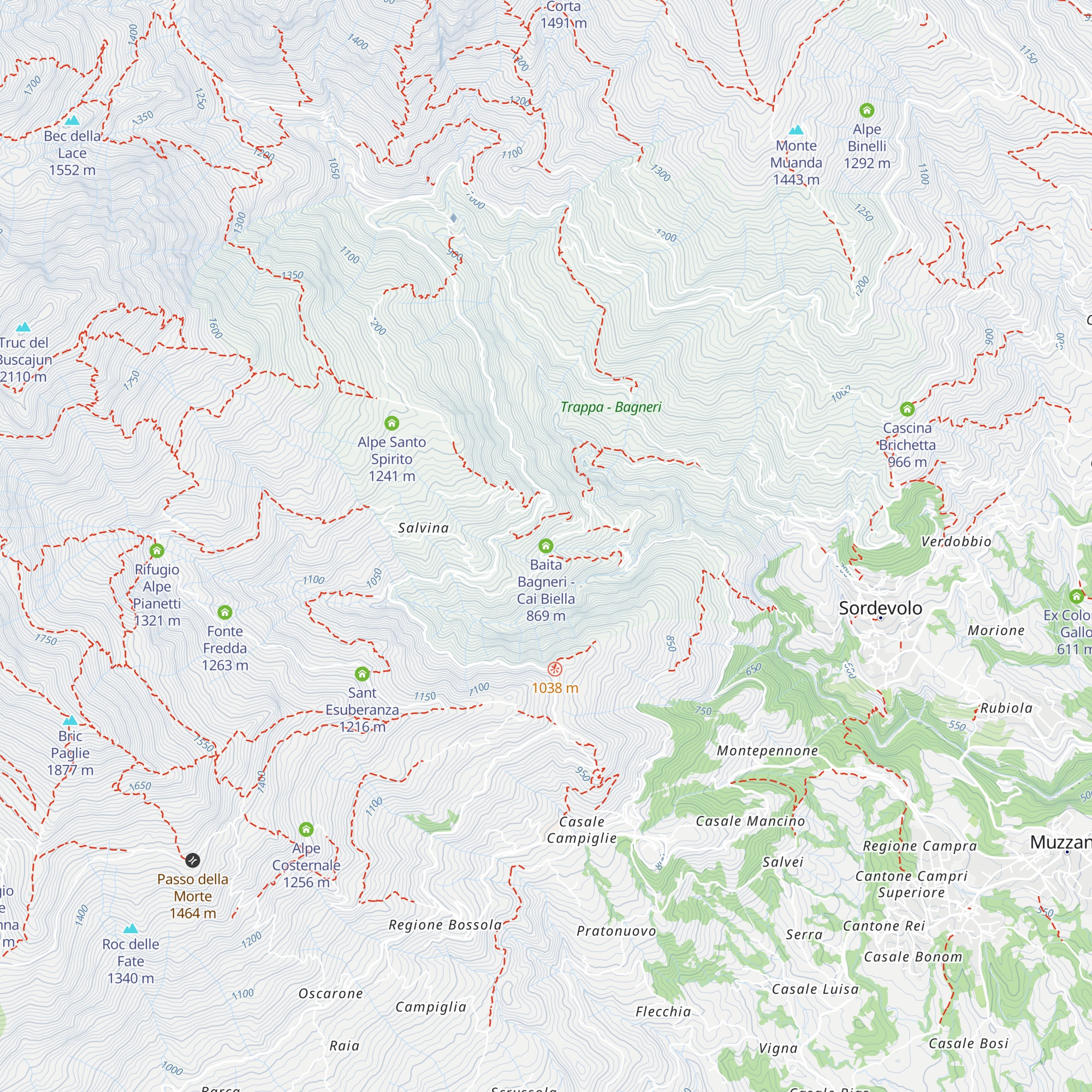 Baita Bagneri - Cai Biella map
