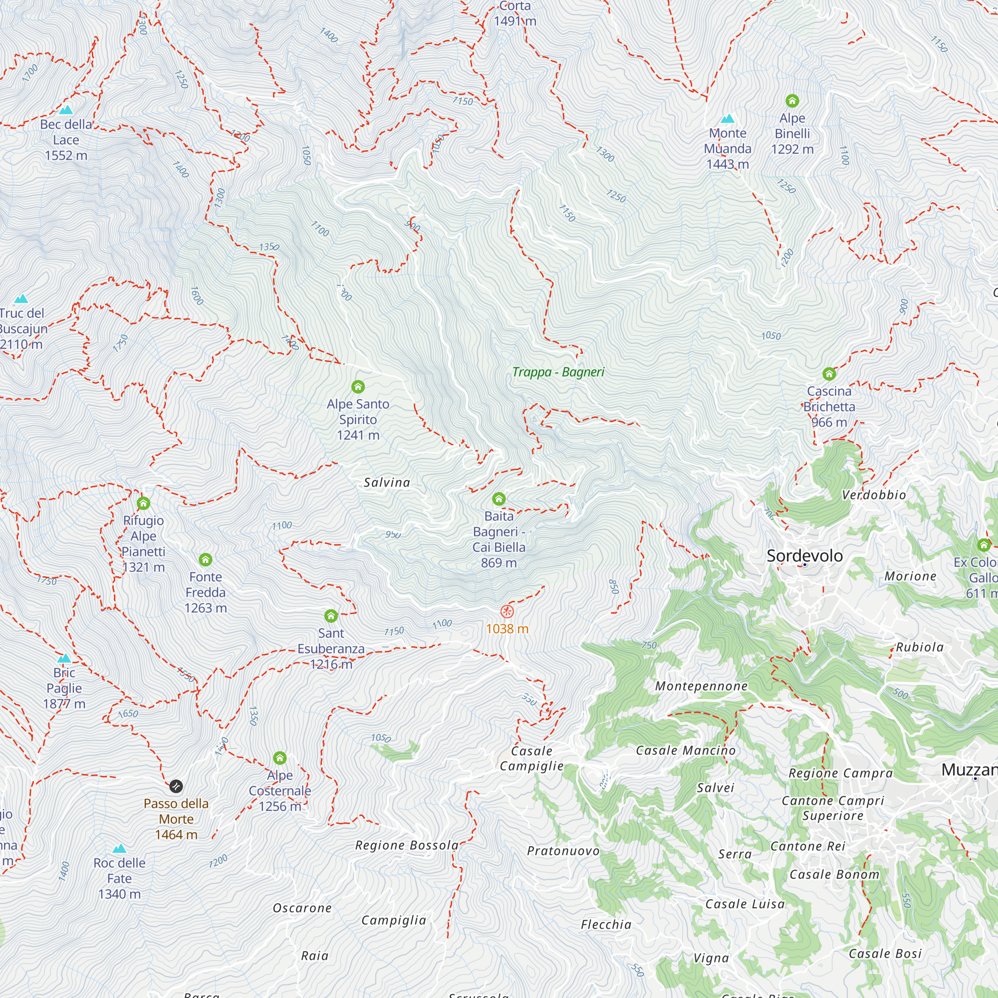 Baita Bagneri - Cai Biella map