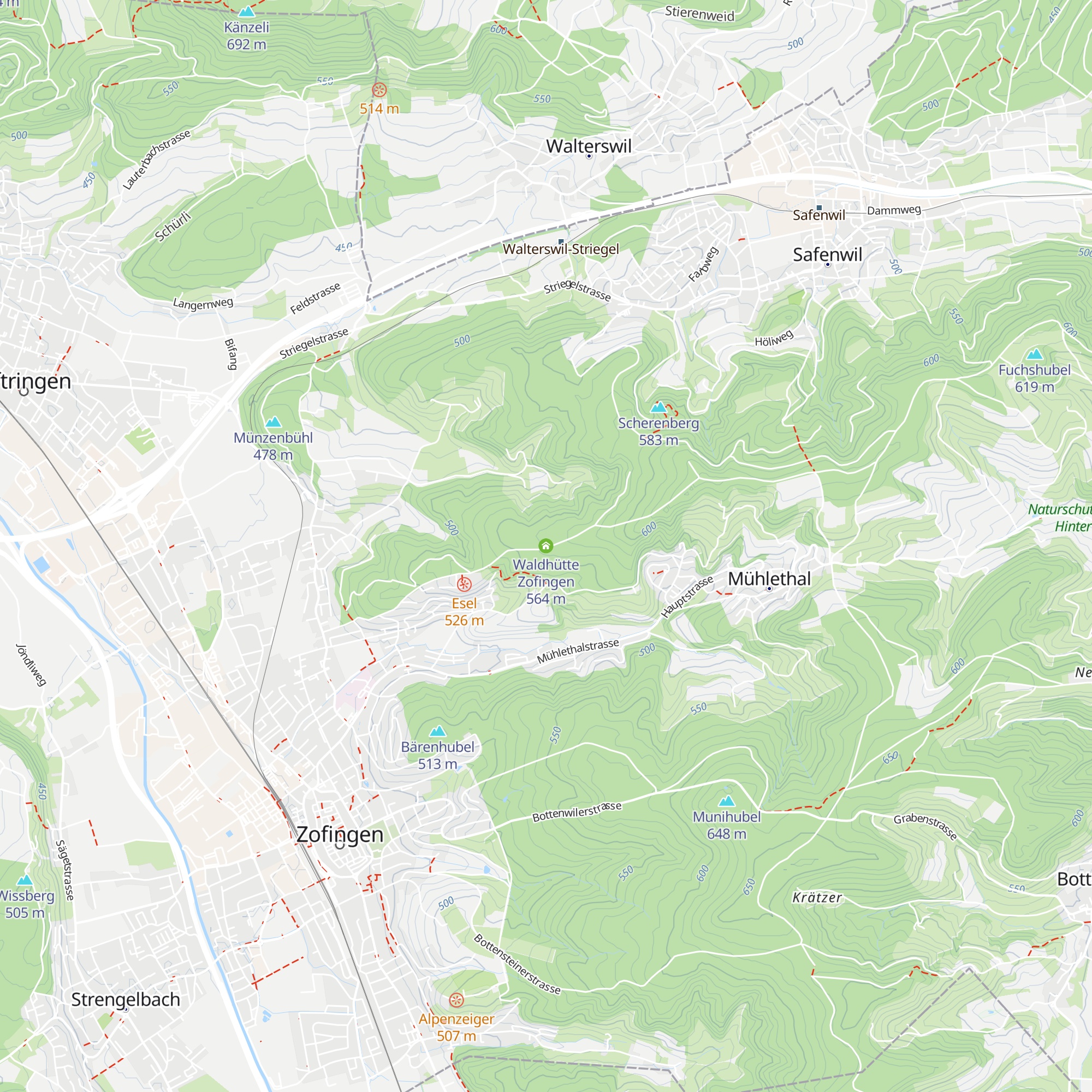 Waldhütte Zofingen map