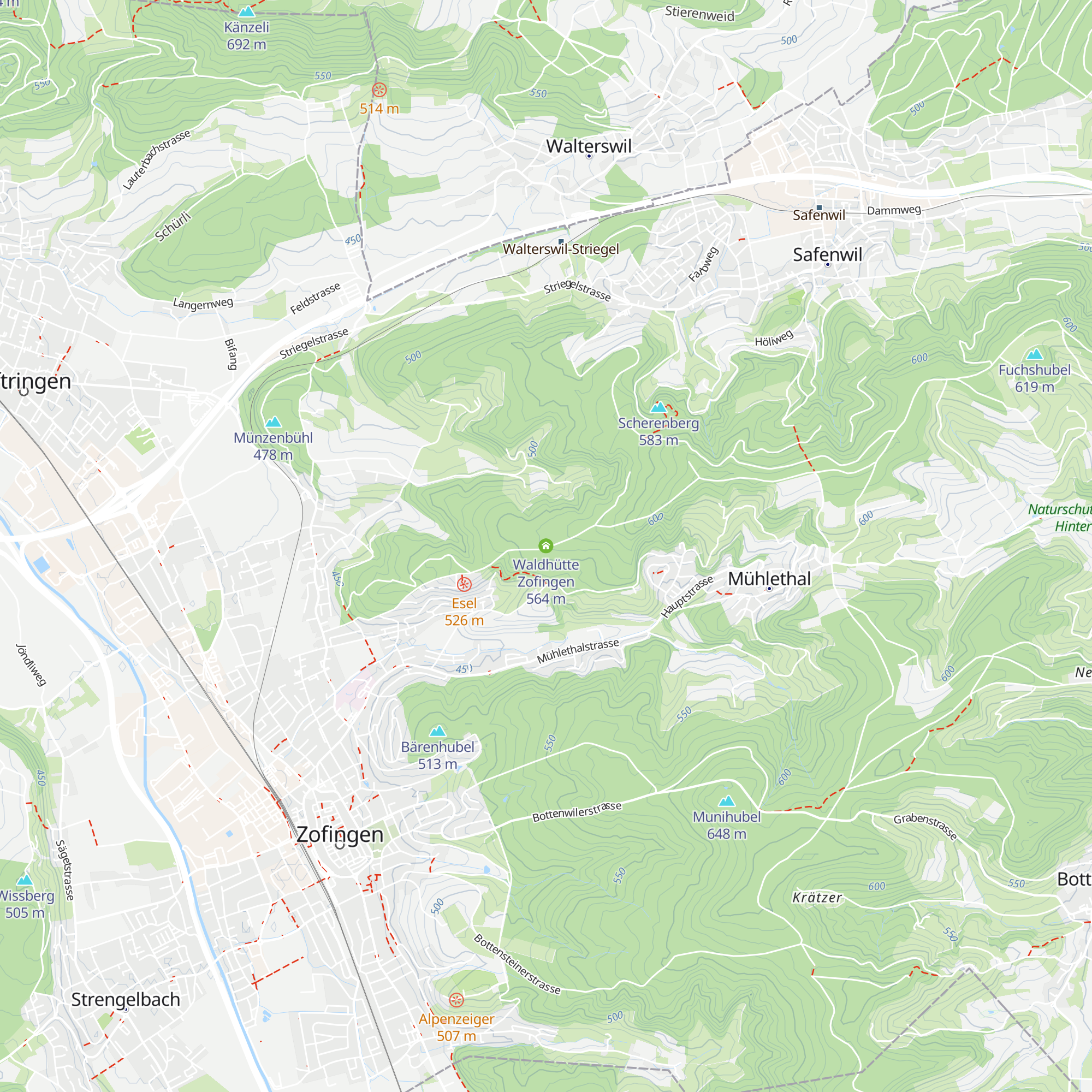 Waldhütte Zofingen map