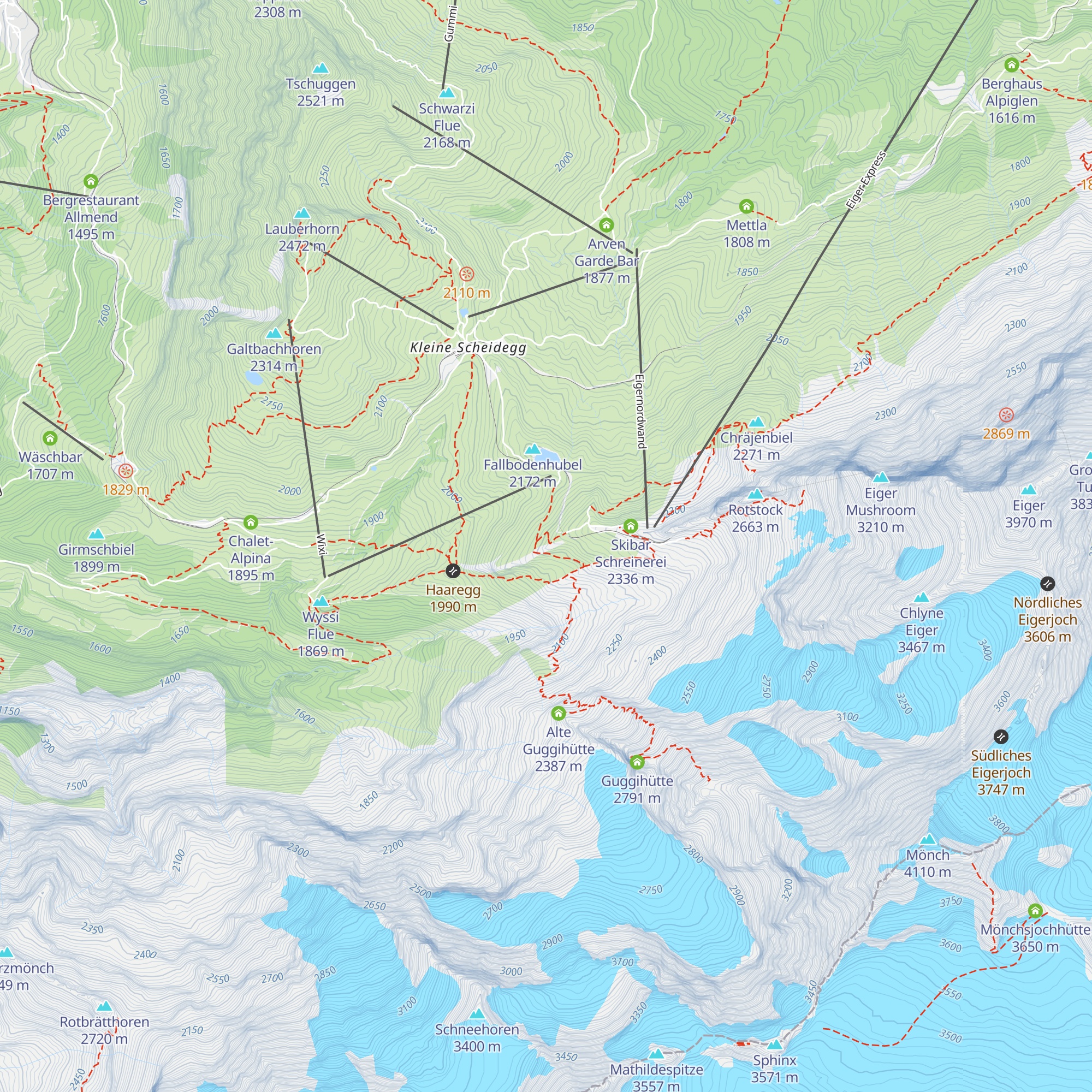 Ehem. Mittellegigrat-Hütte map