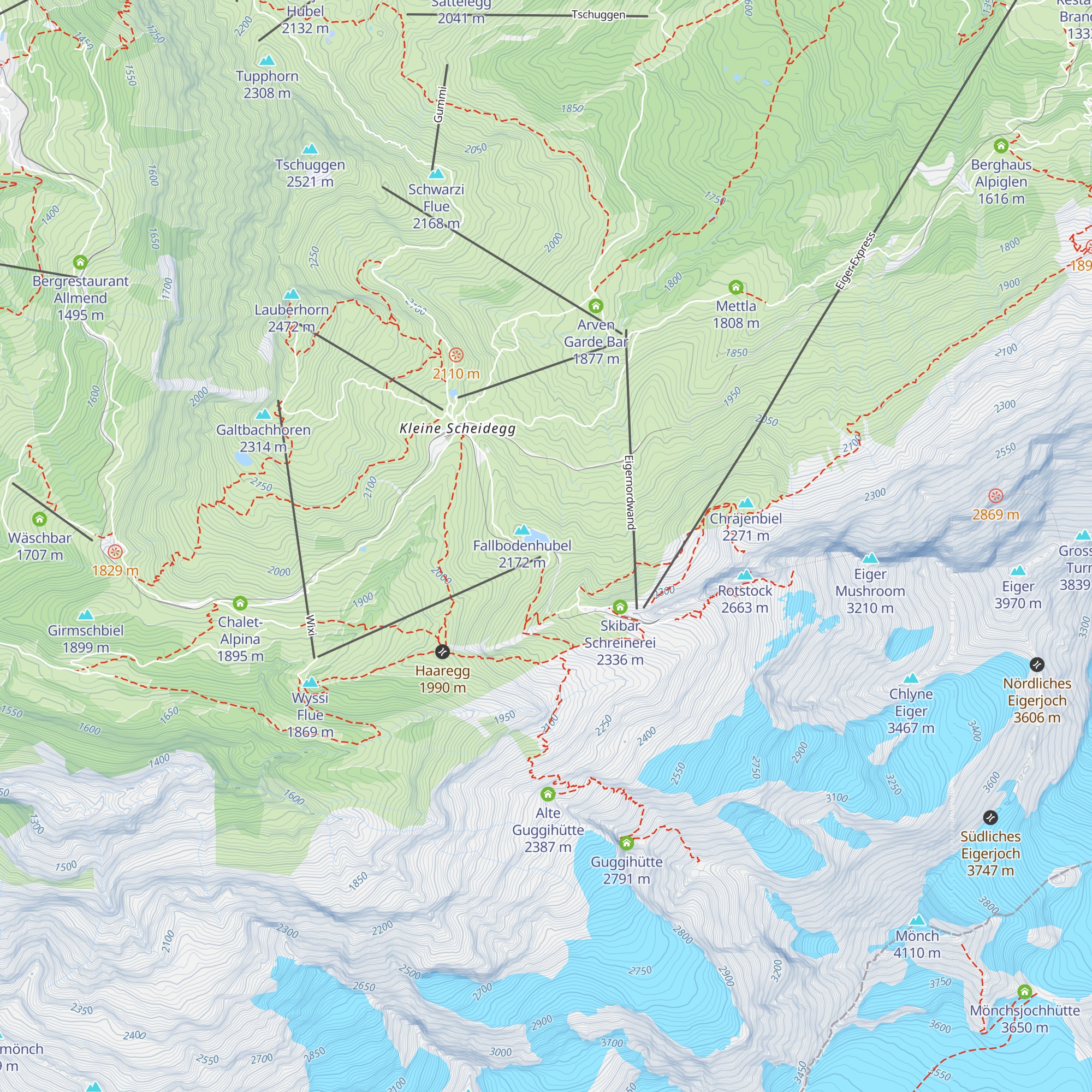 Erlebnishaus Eiger-Nordwand map