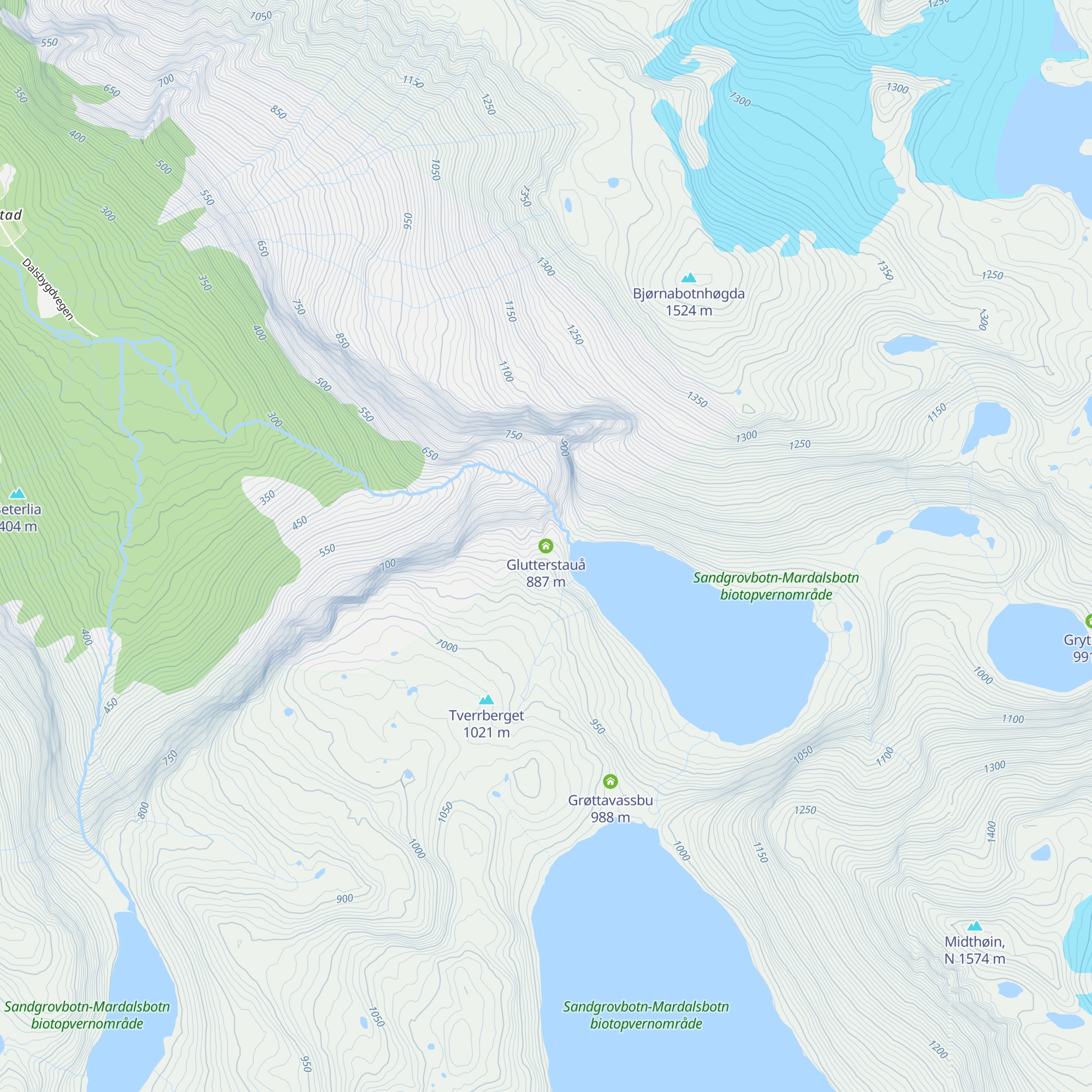 Glutterstauå map