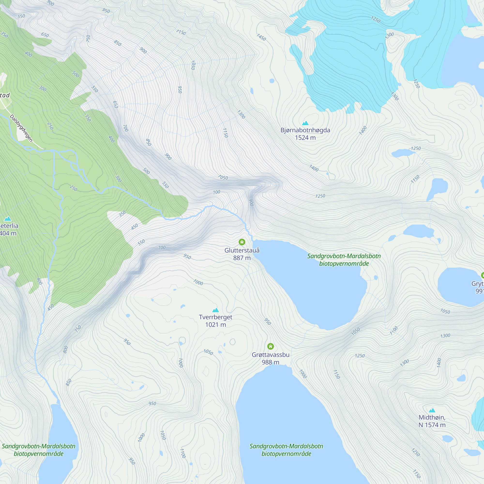 Glutterstauå map