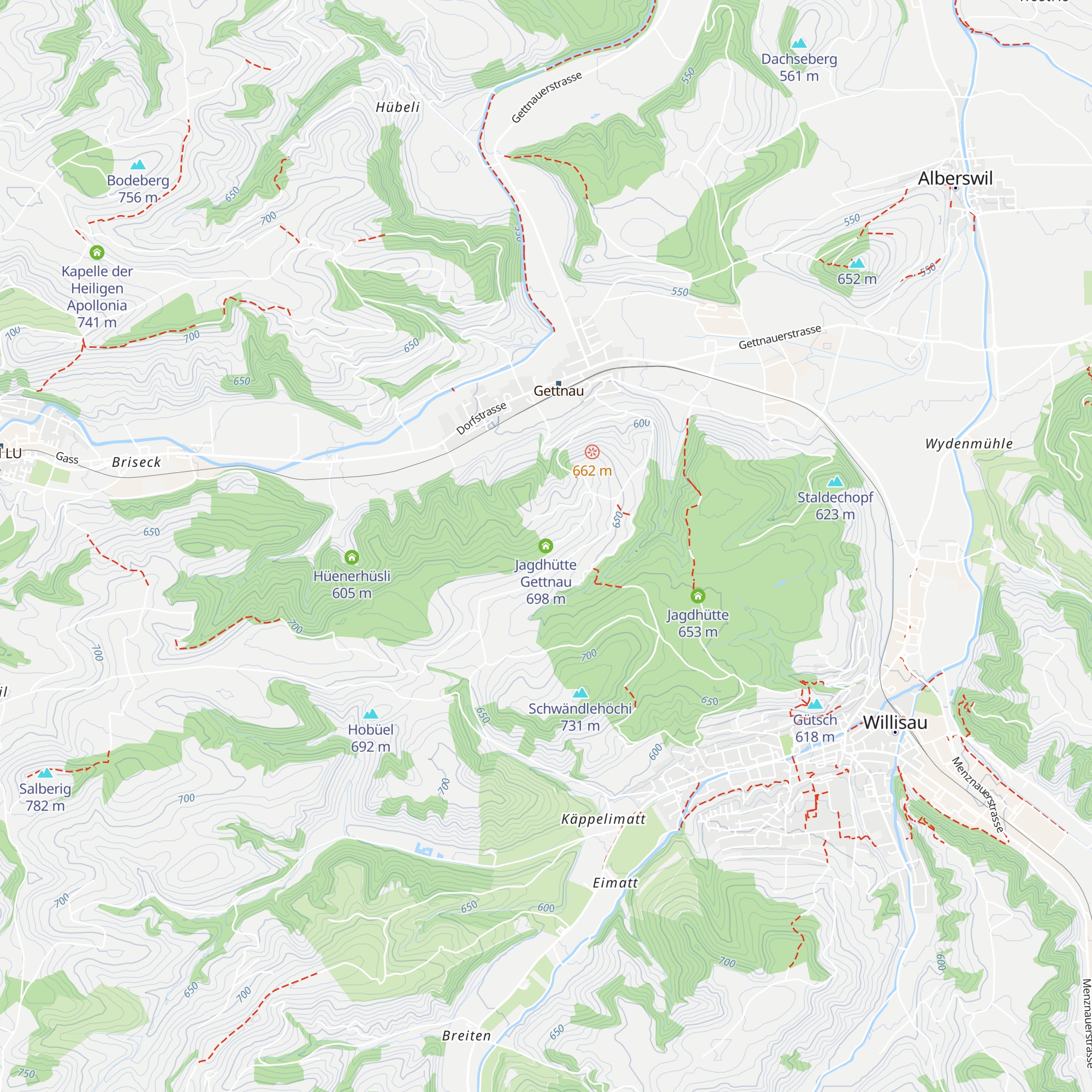 Jagdhütte Gettnau map