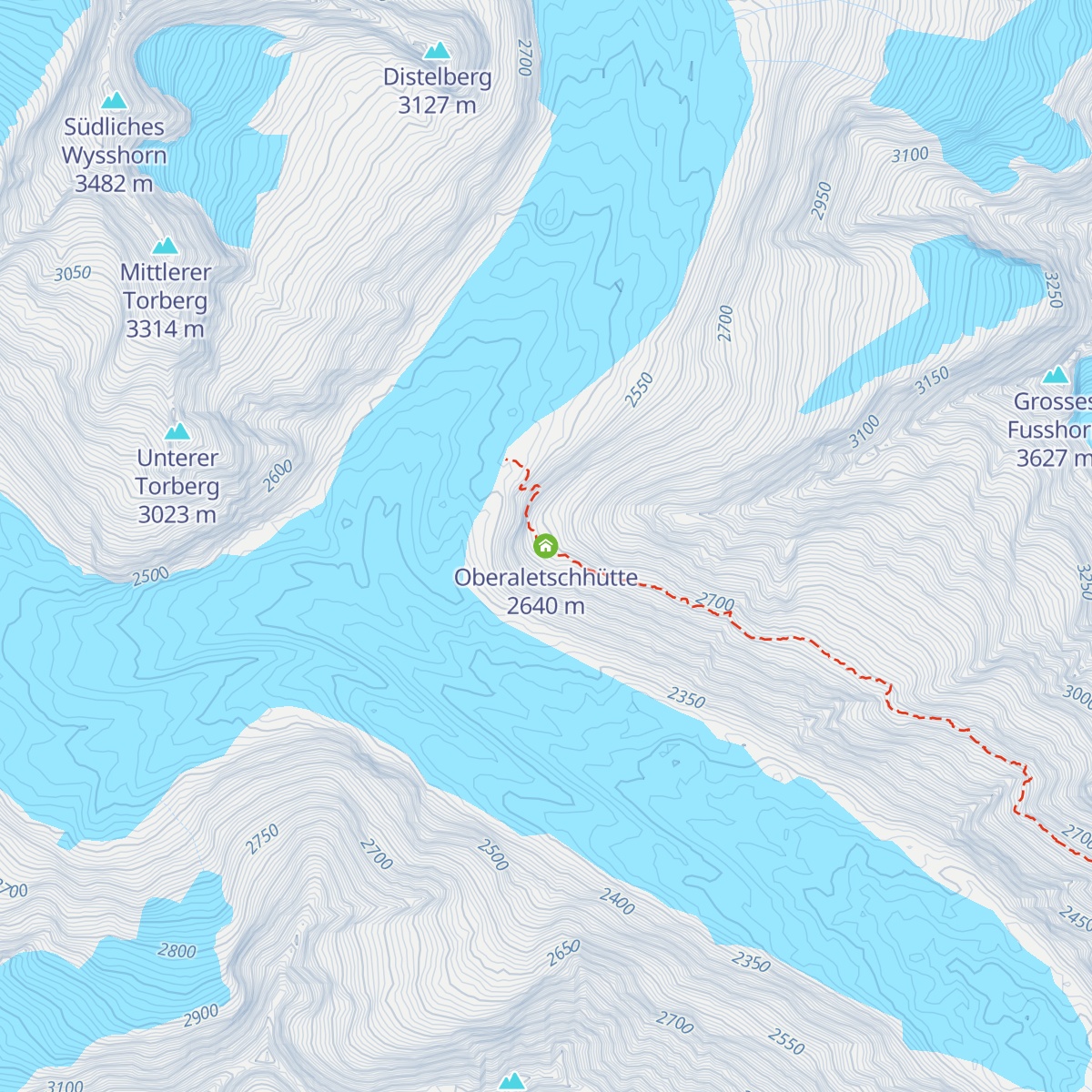 Oberaletschhütte map