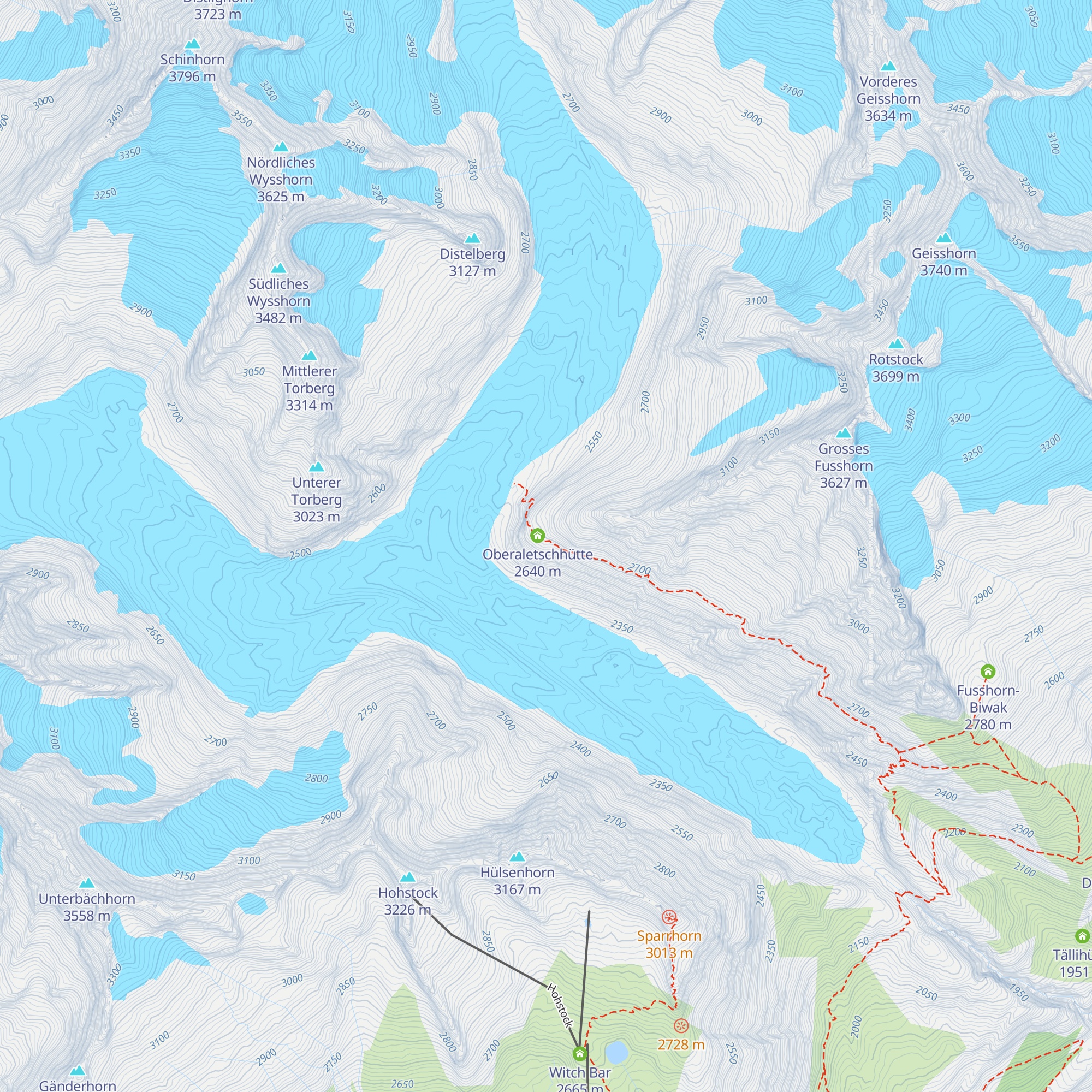 Oberaletschhütte map