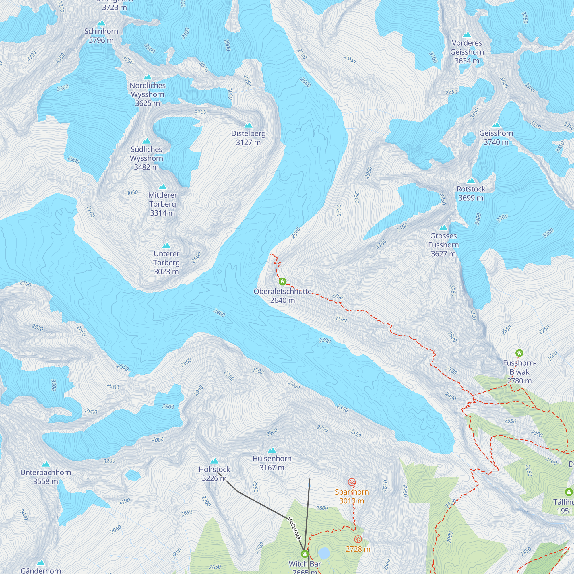 Oberaletschhütte map