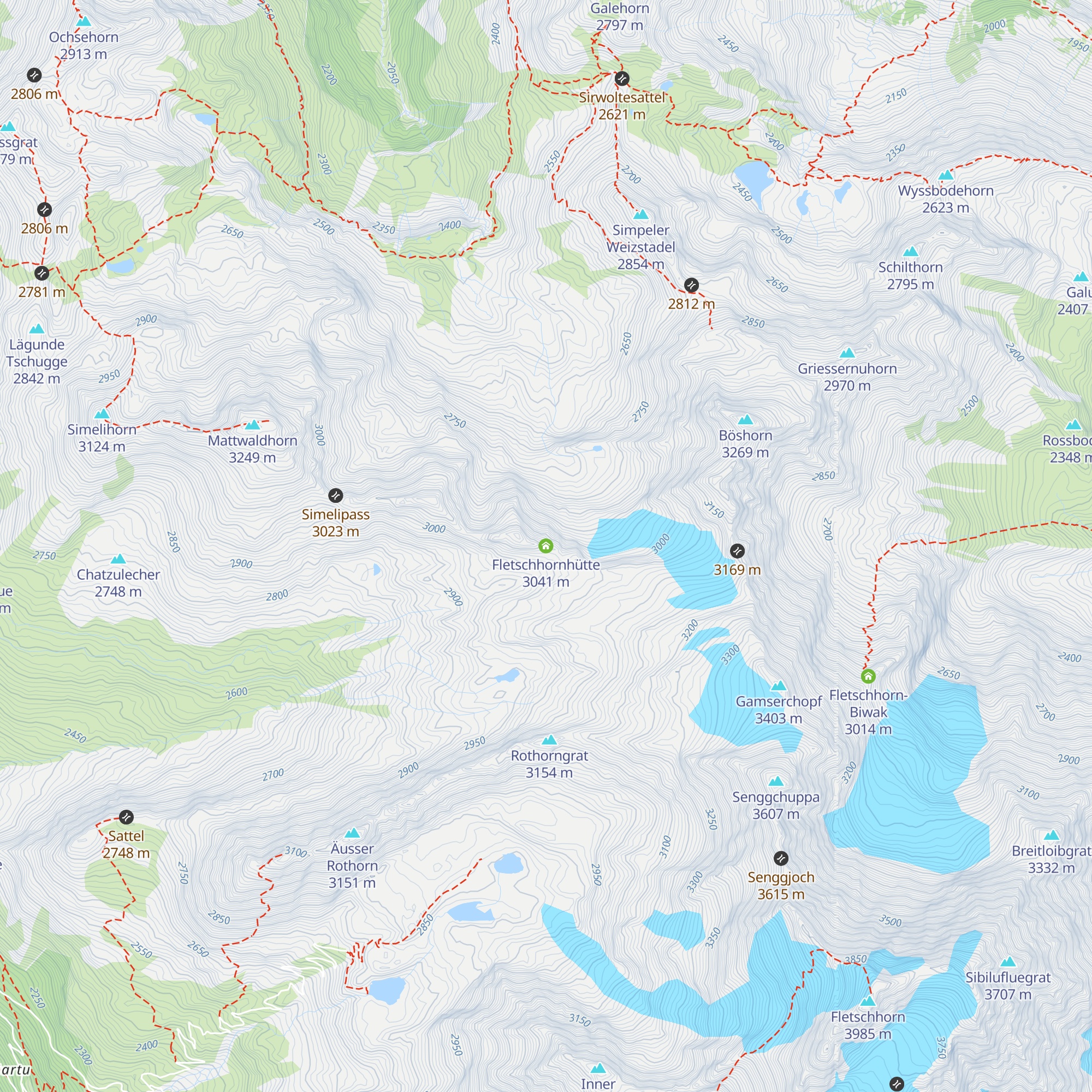 Fletschhornhütte map